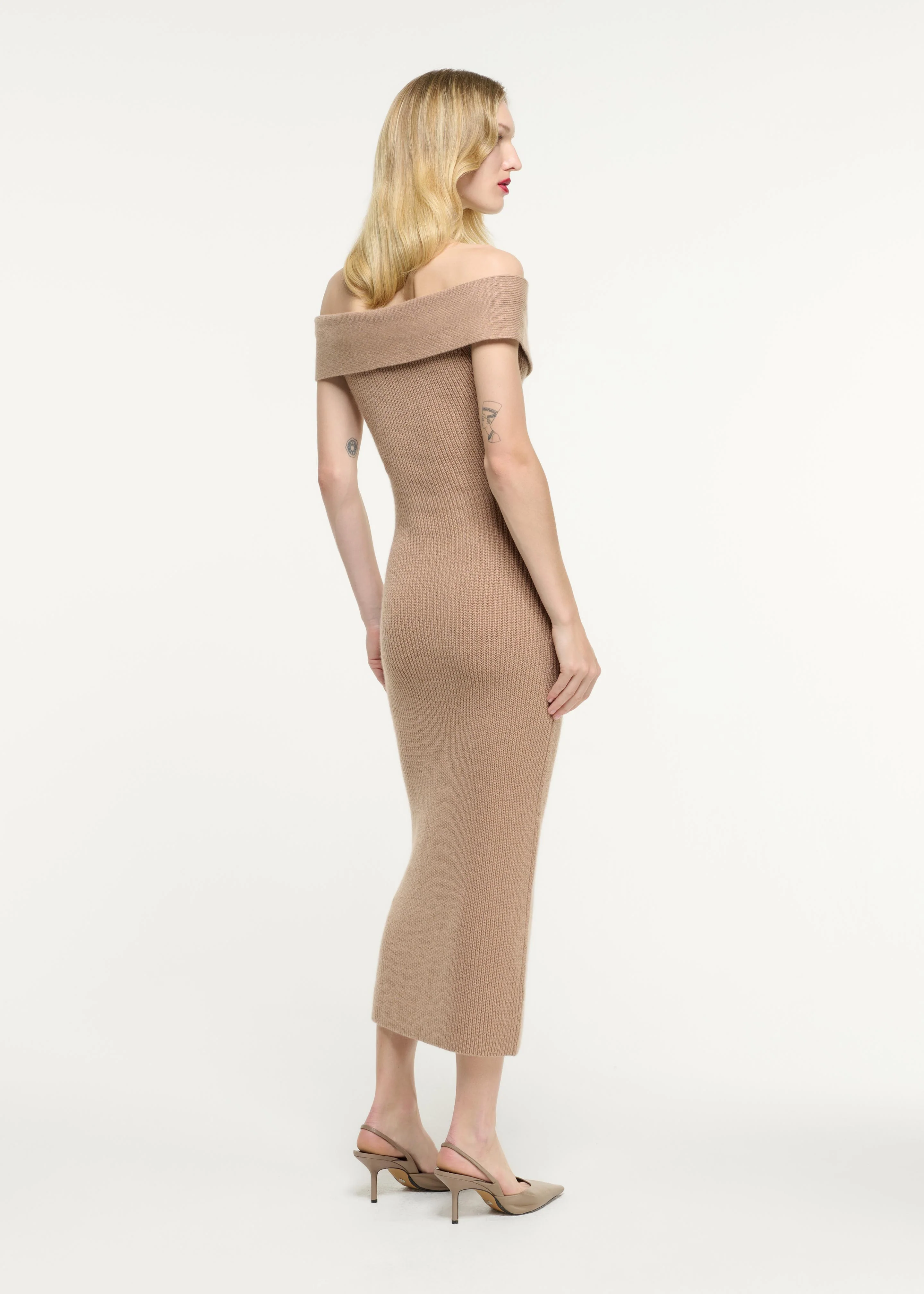 Off Shoulder Cashmere Midi Dress - Image 3