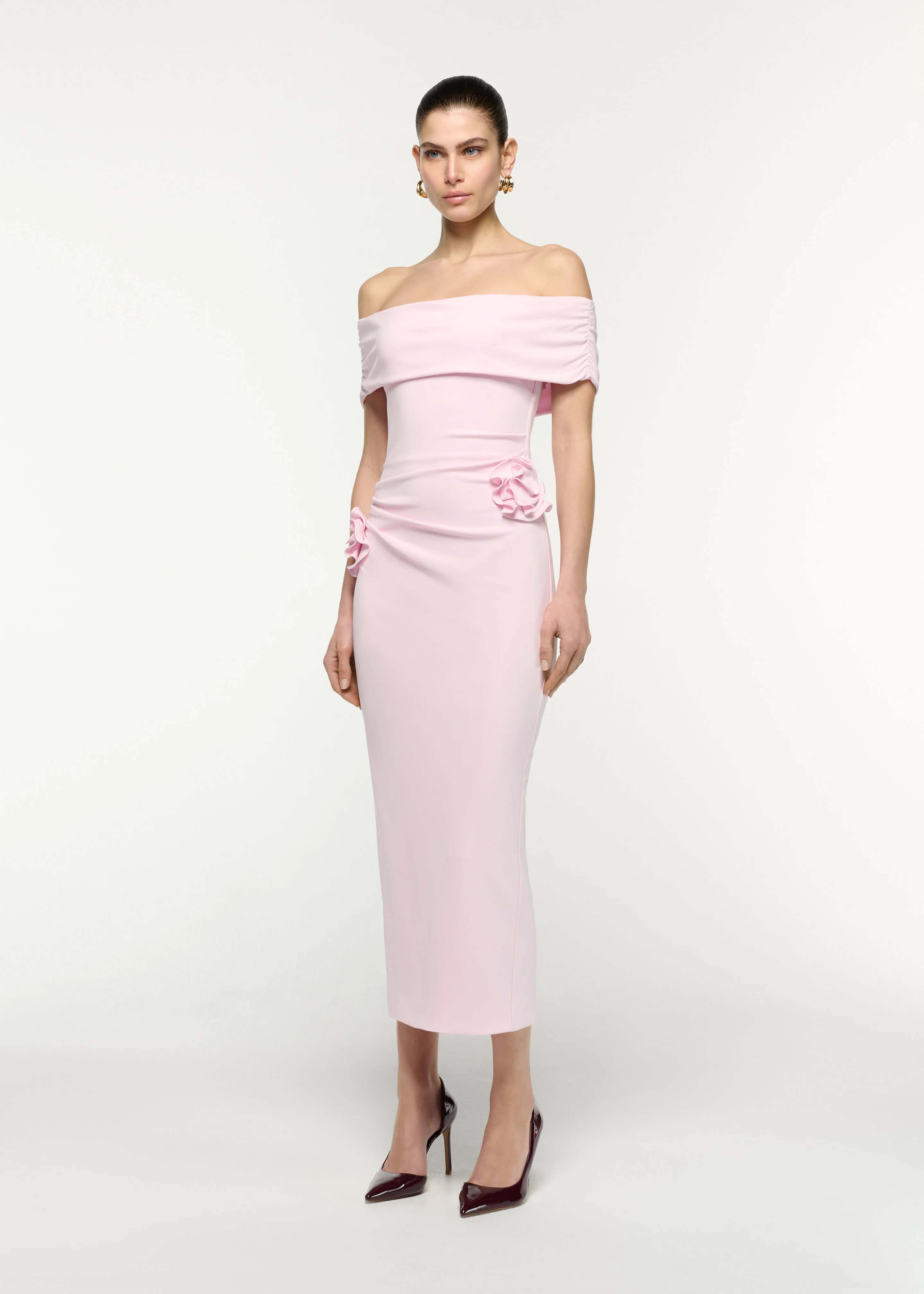 Off The Shoulder Flower Jersey Dress - Image 2