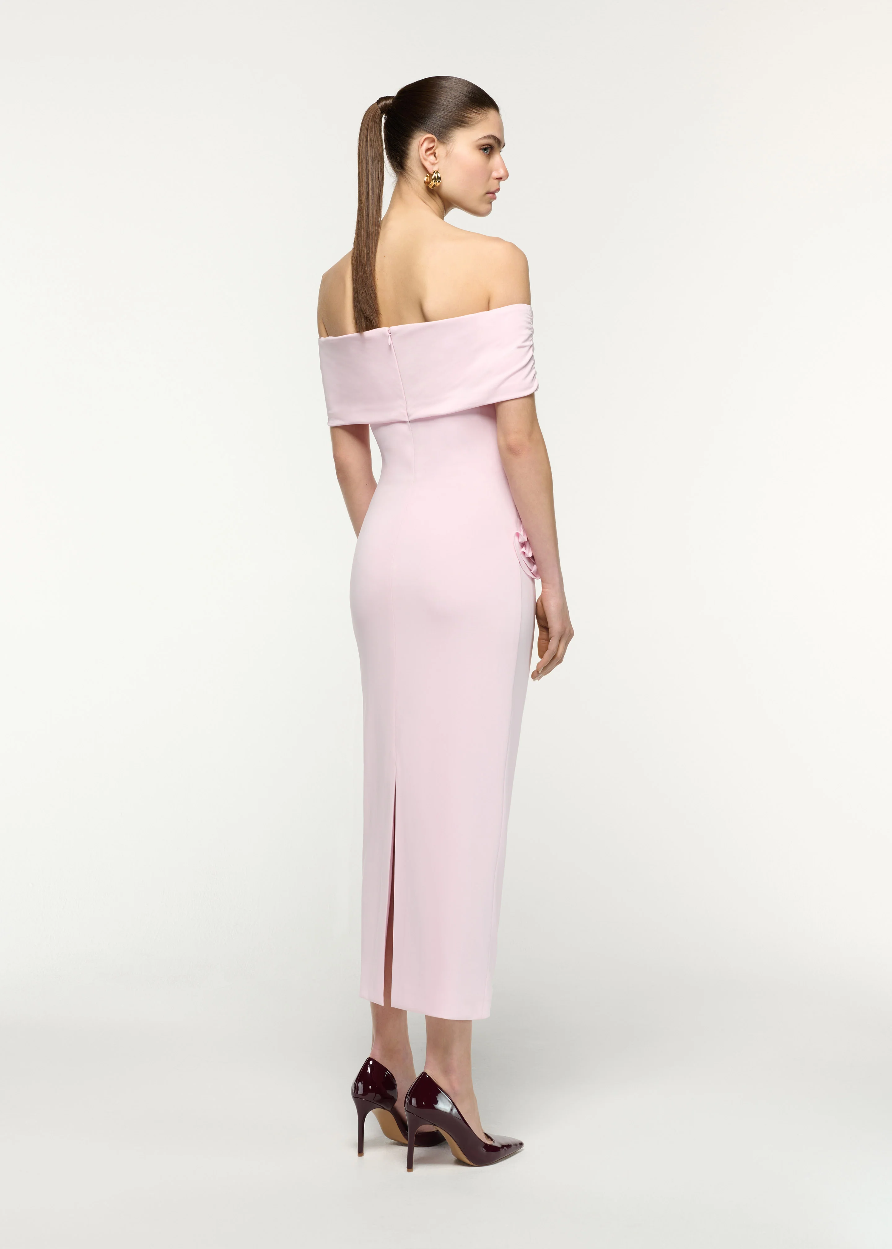 Off The Shoulder Flower Jersey Dress - Image 3