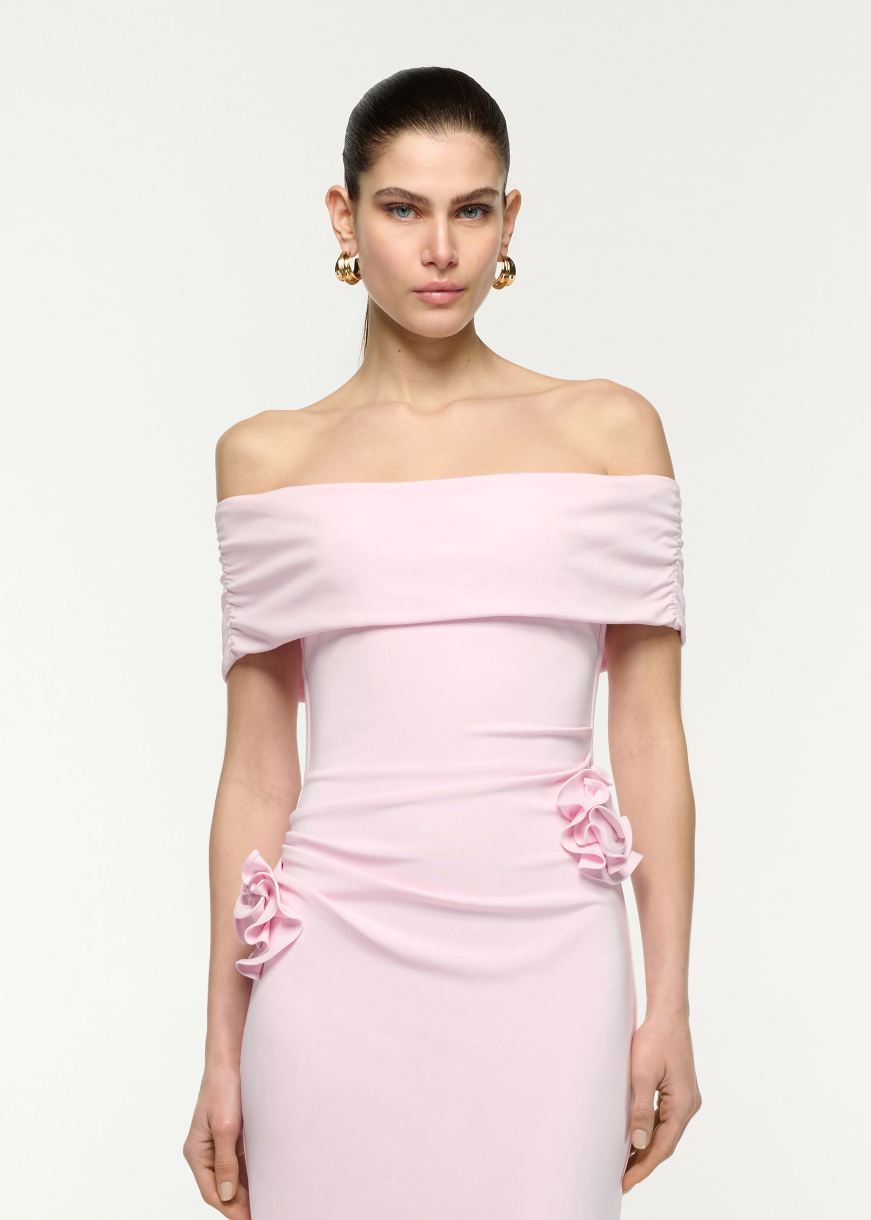 Off The Shoulder Flower Jersey Dress - Image 4
