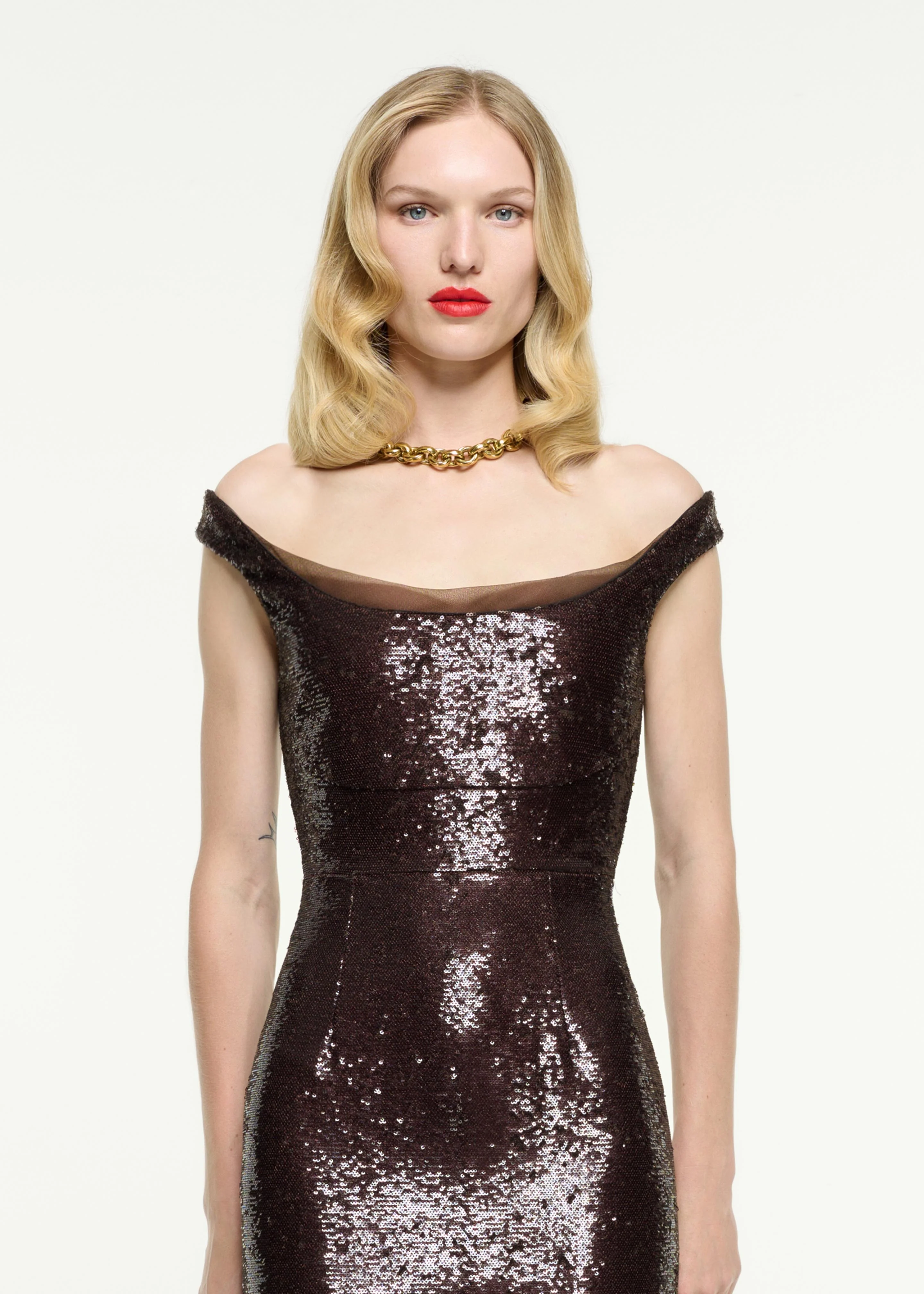 Off The Shoulder Sequin Gown - Image 4