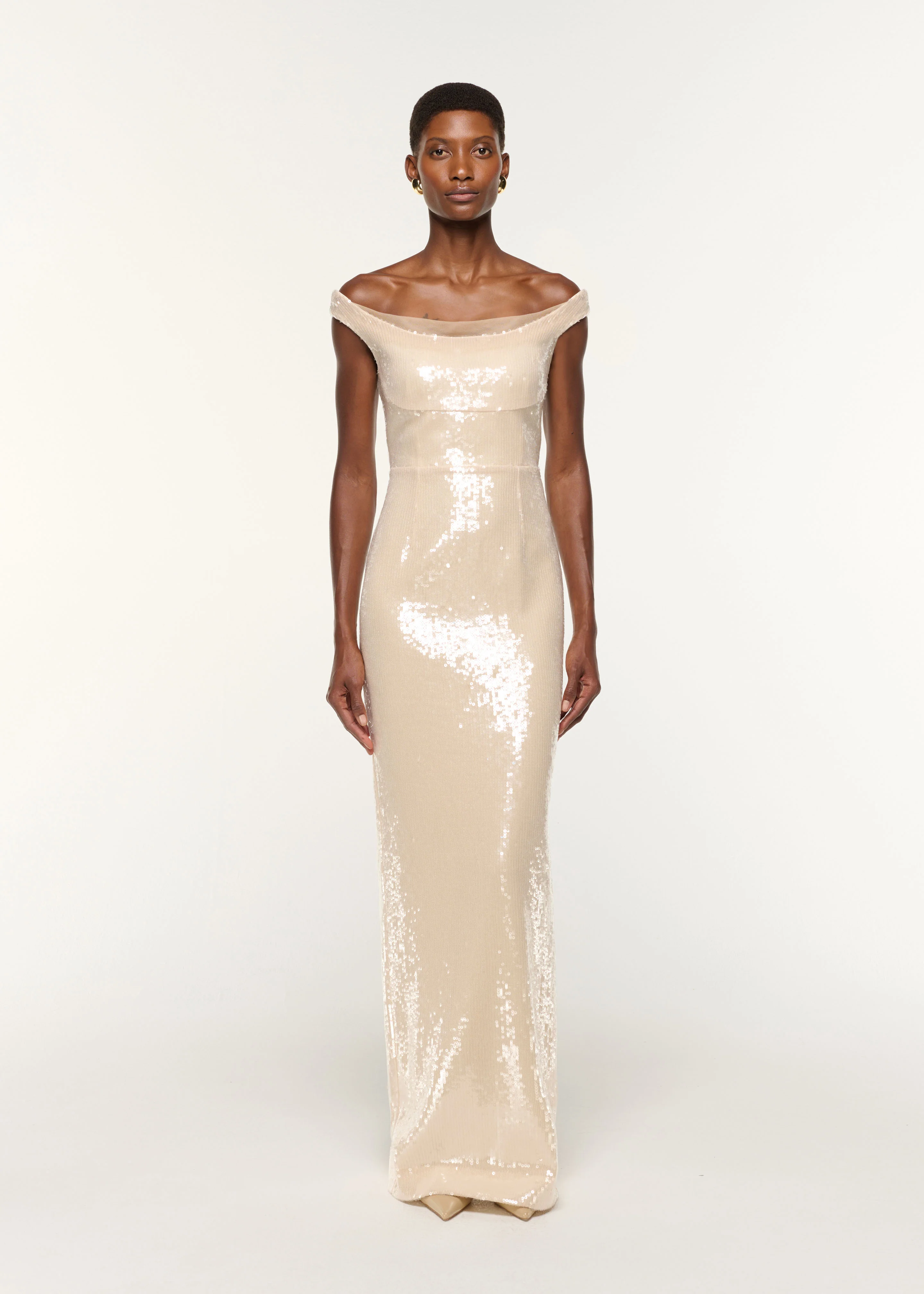 Off The Shoulder Sequin Gown