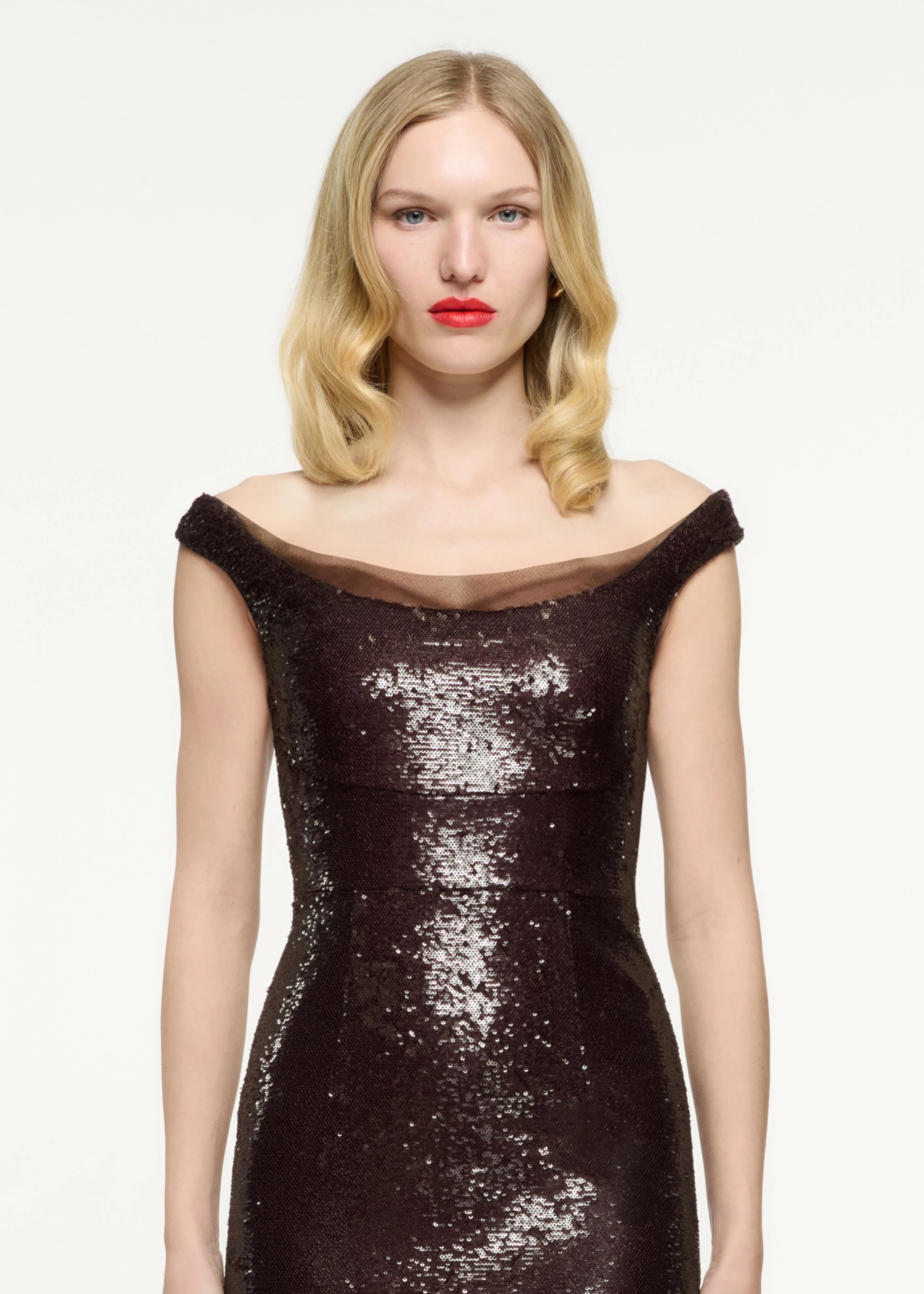 Off The Shoulder Sequin Midi Dress - Image 4