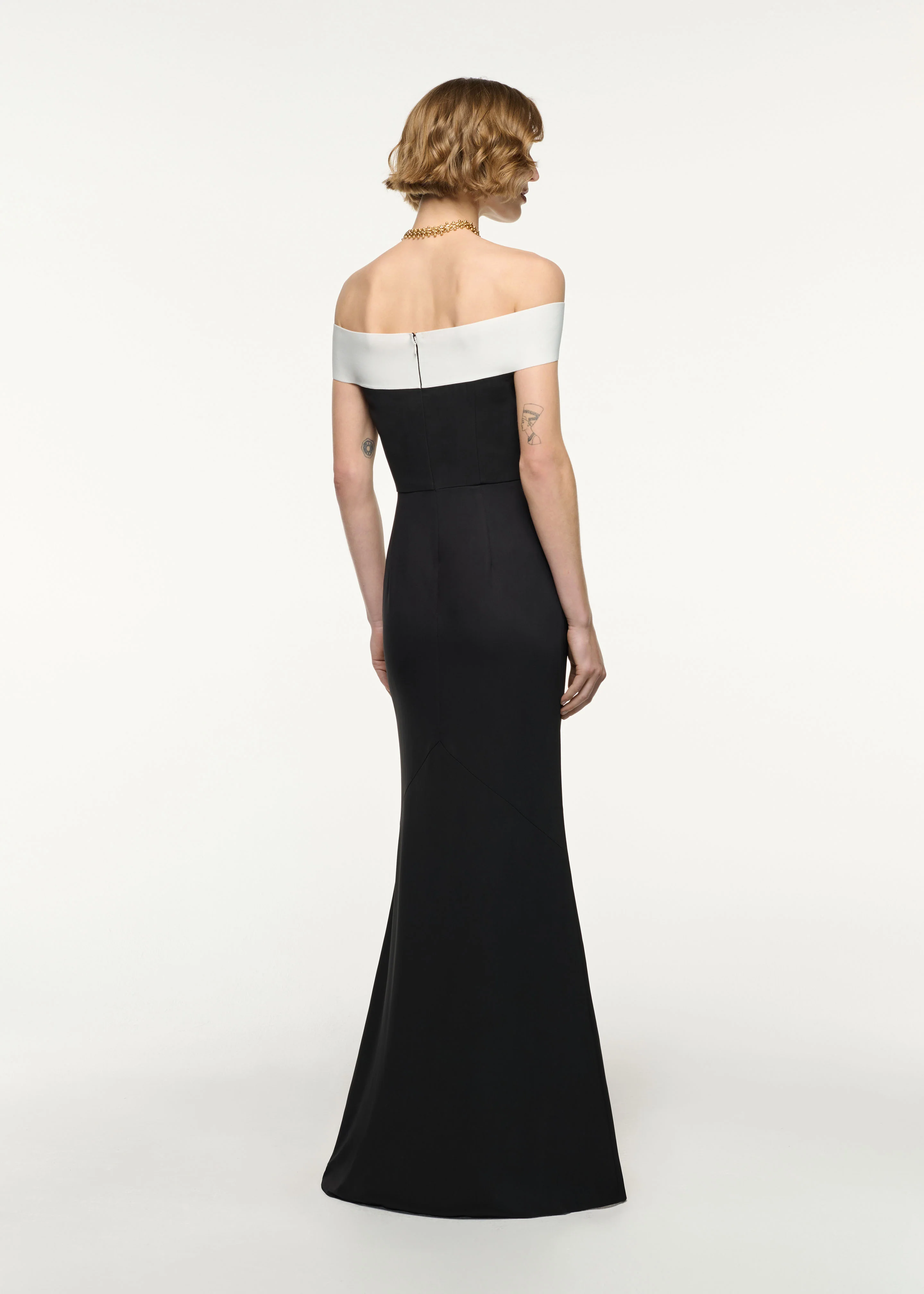 Off-The-Shoulder Stretch-Cady Gown - Image 3