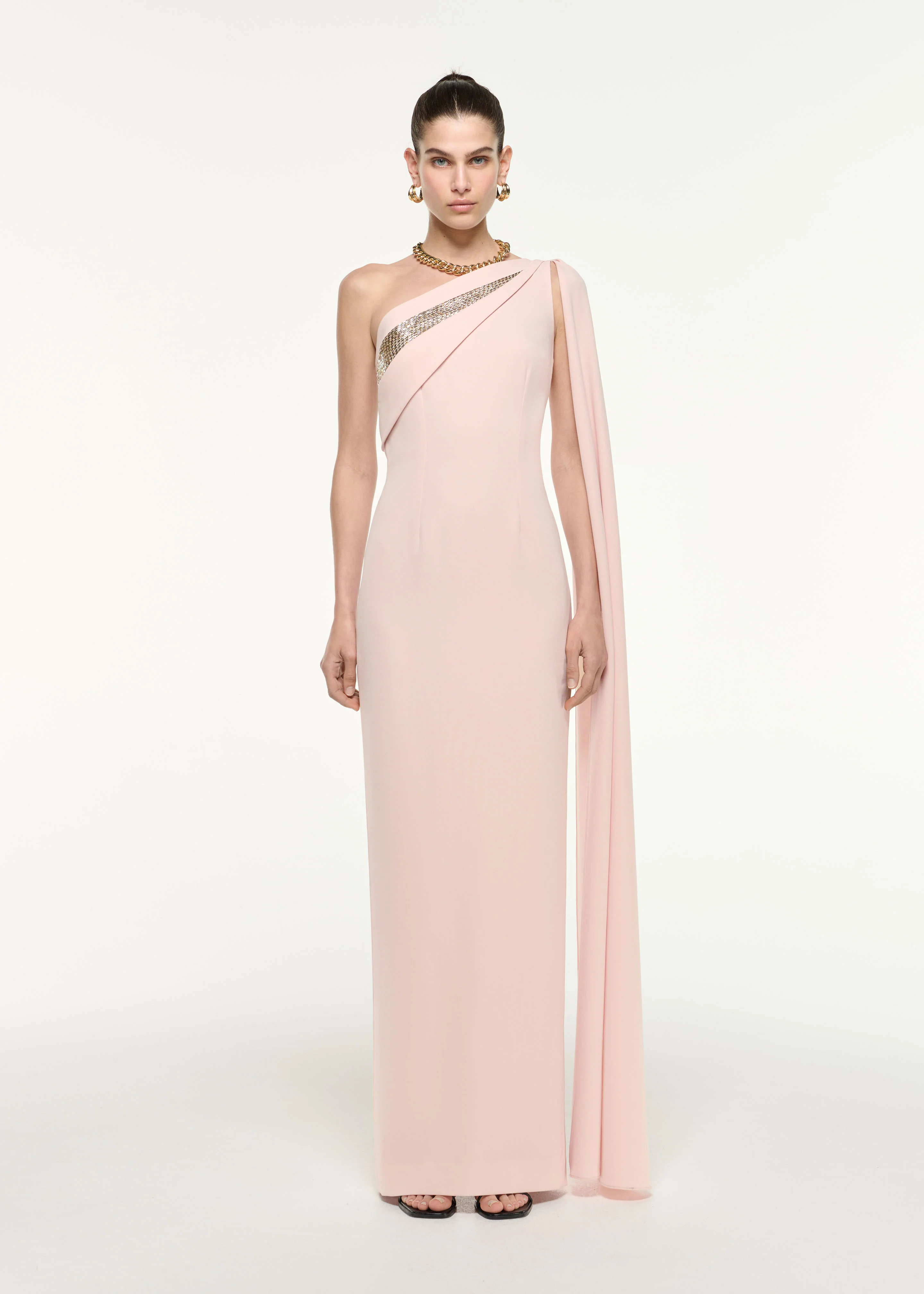 One Shoulder Diamante Gown