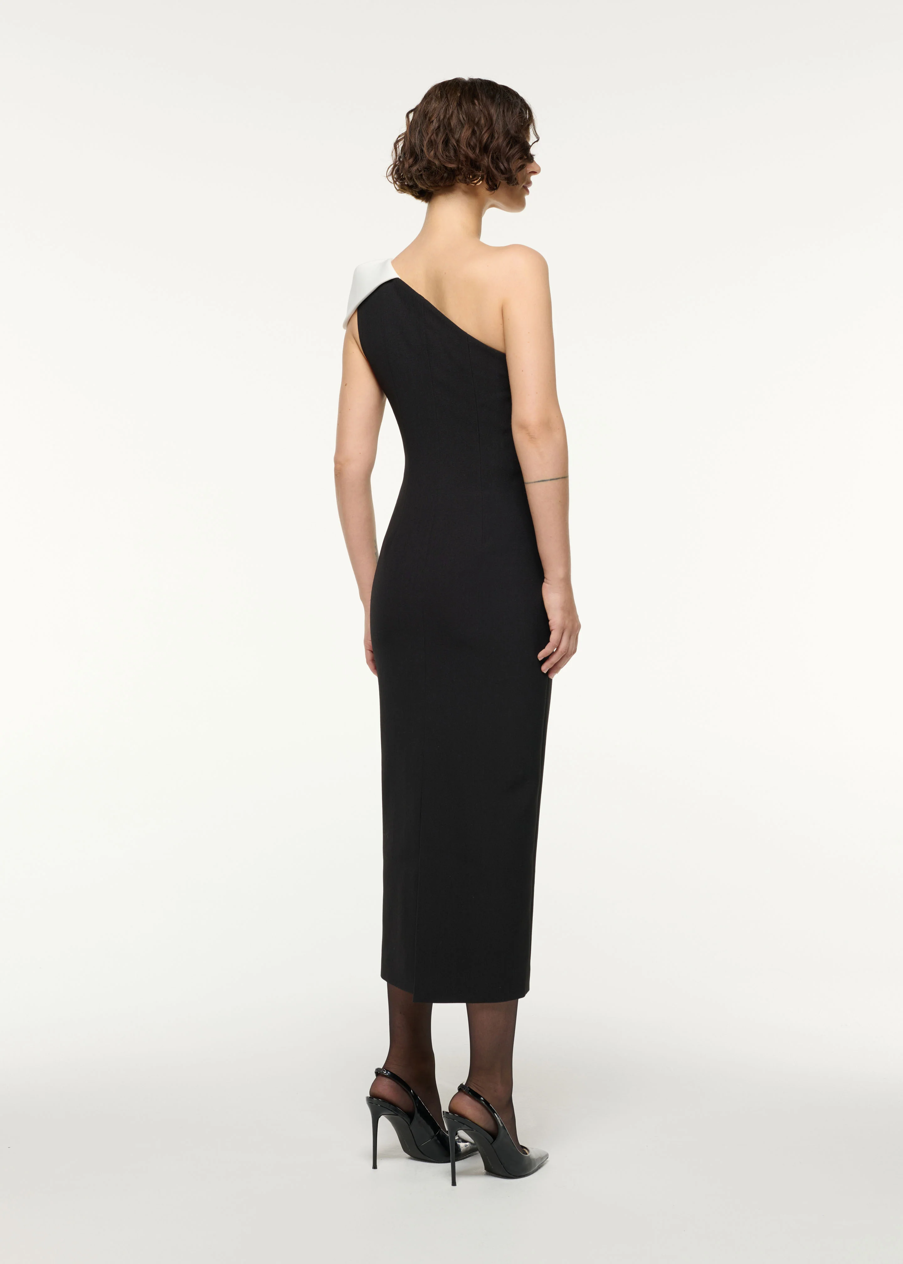One Shoulder Monochrome Cocktail Dress - Image 3