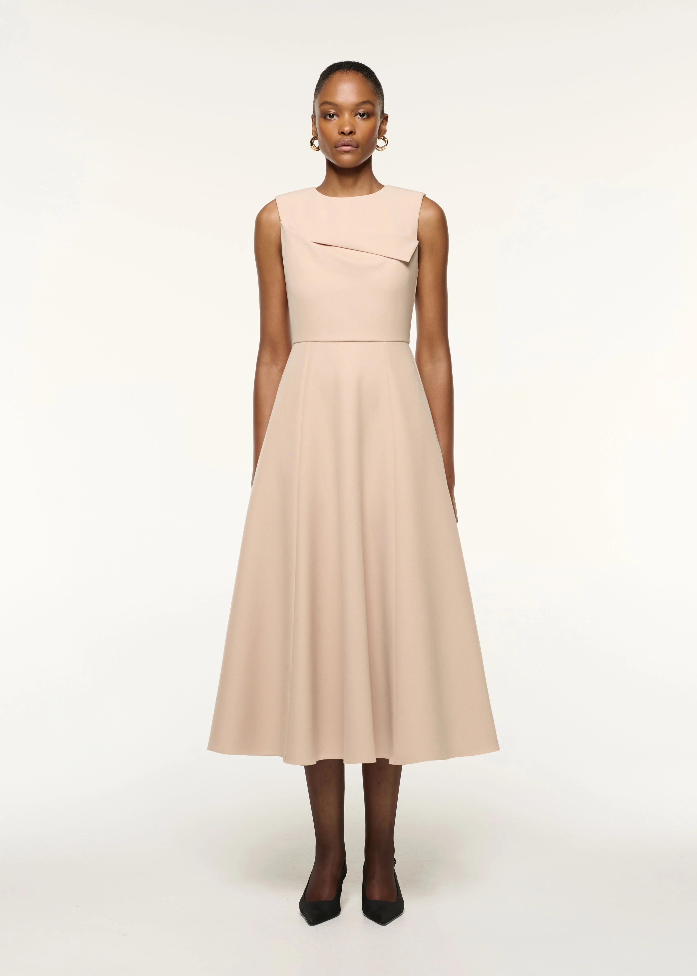 Origami Bust Line Flared Midi Dress