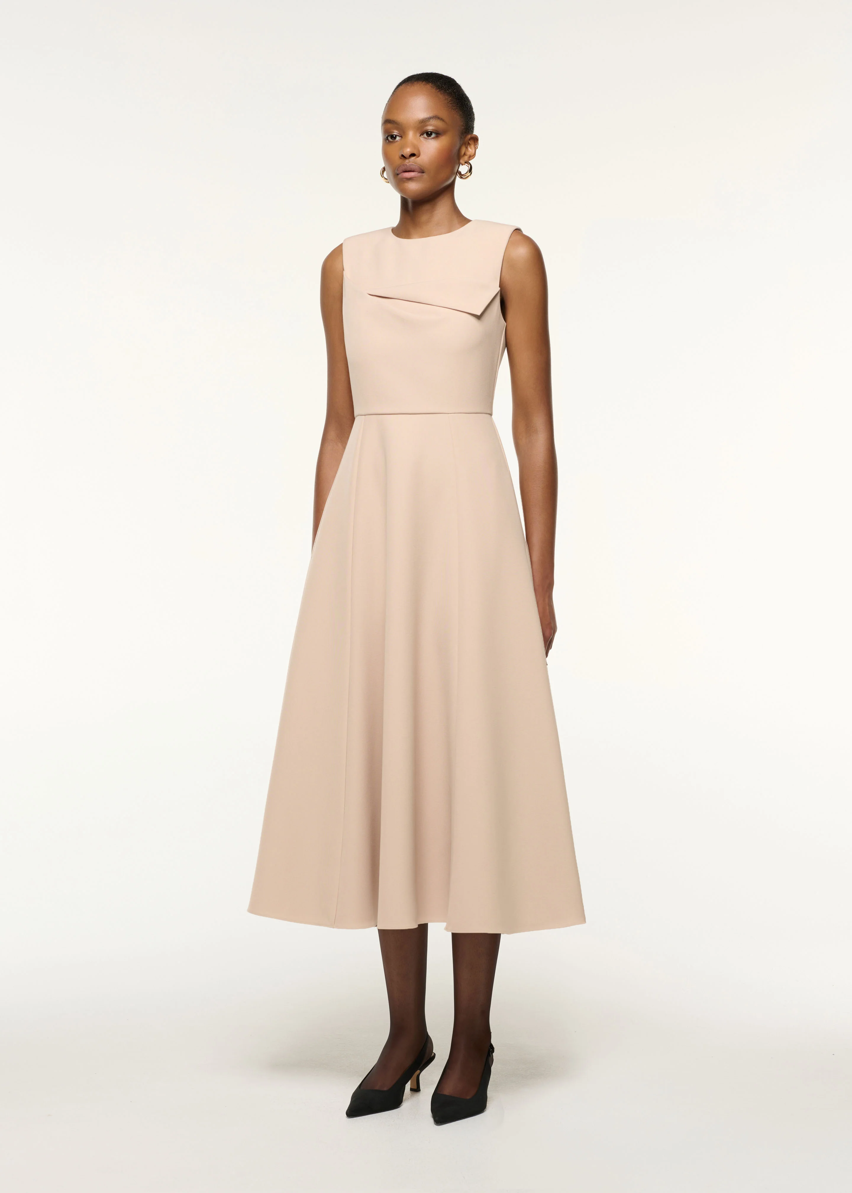 Origami Bust Line Flared Midi Dress - Image 2