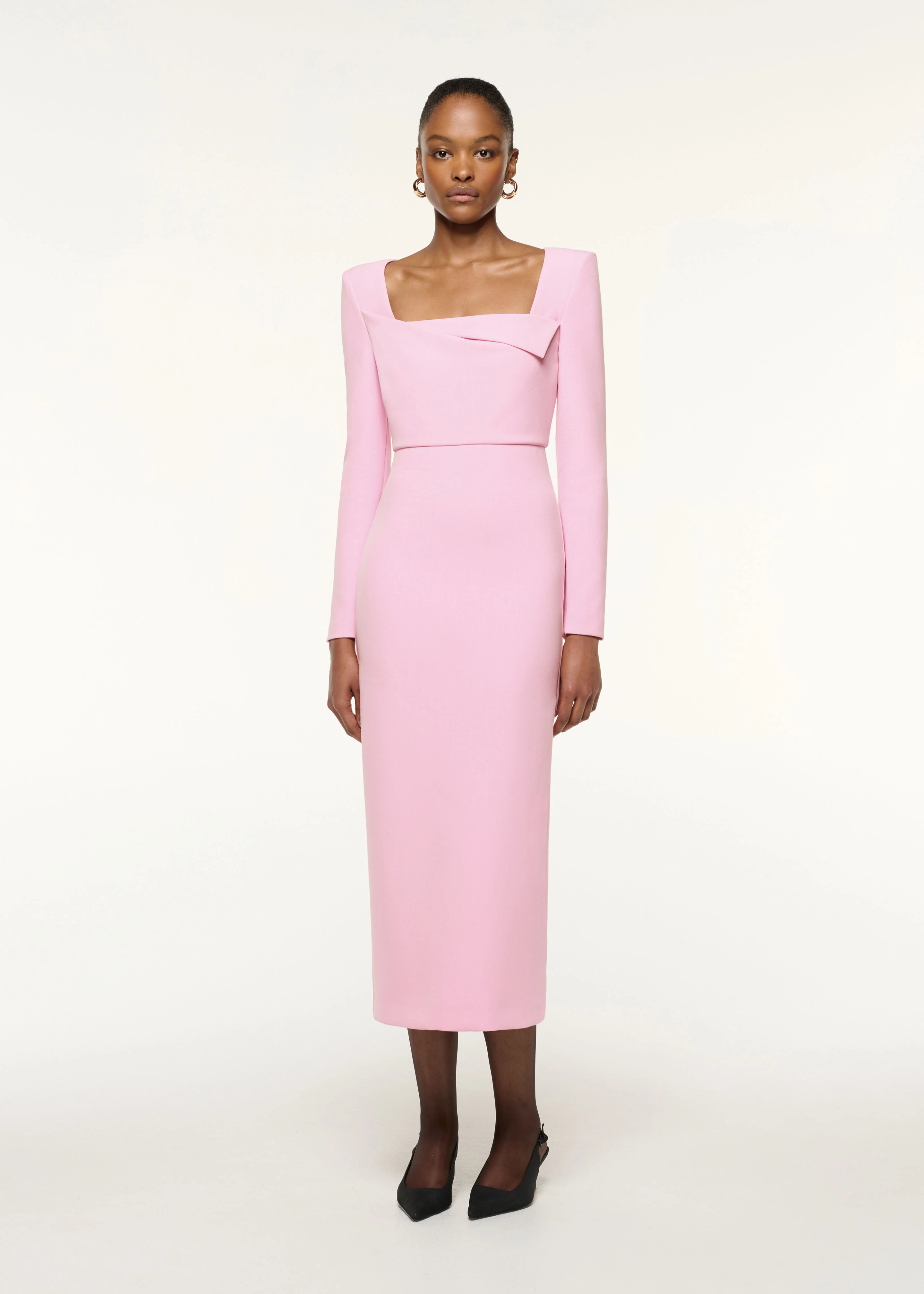 Origami Square Neckline Column Dress