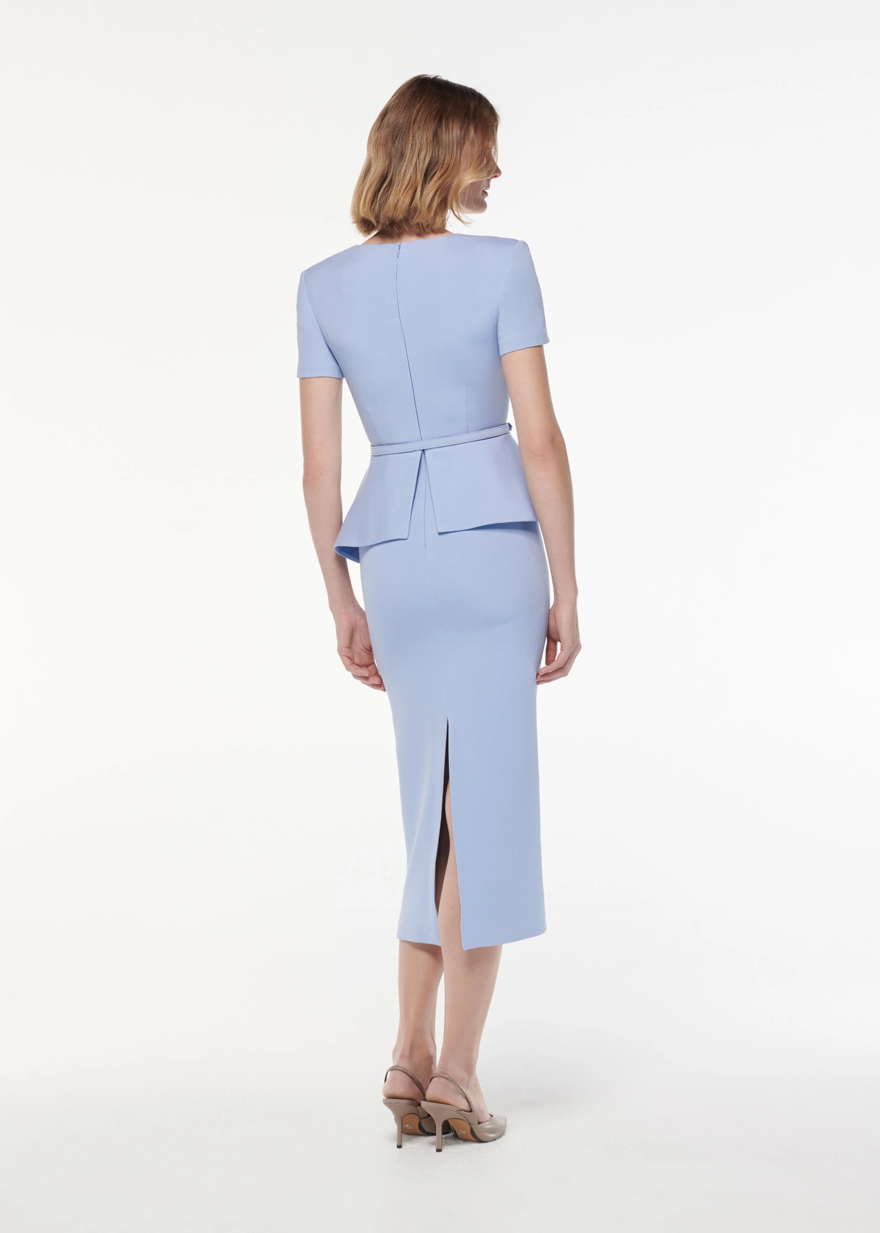 Peplum Wool Silk Midi Dress - Image 3