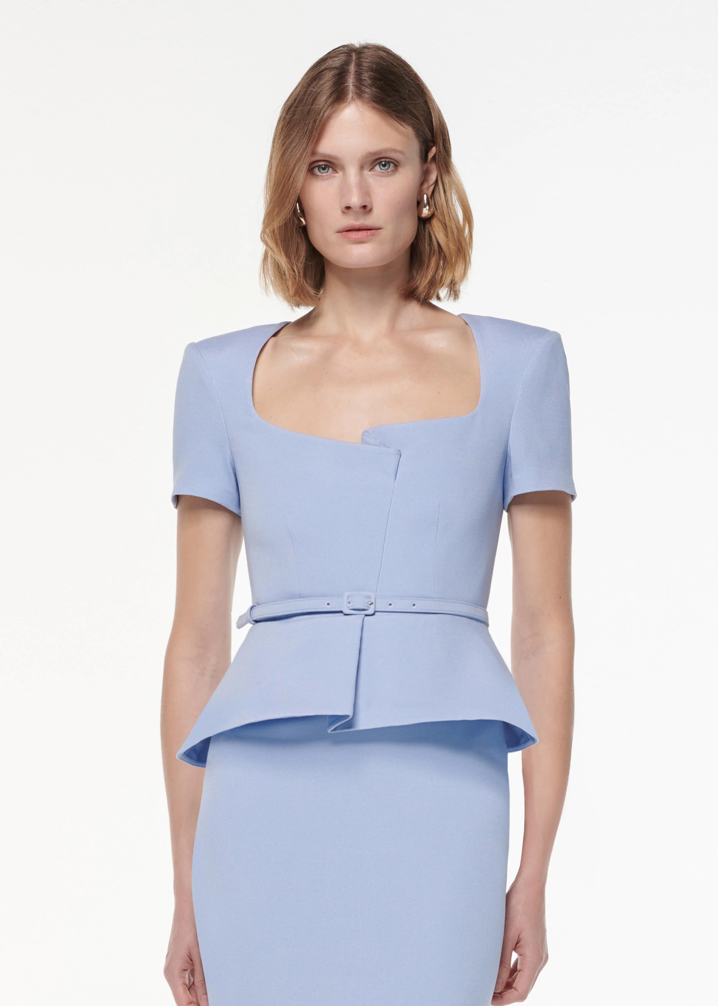 Peplum Wool Silk Midi Dress - Image 4