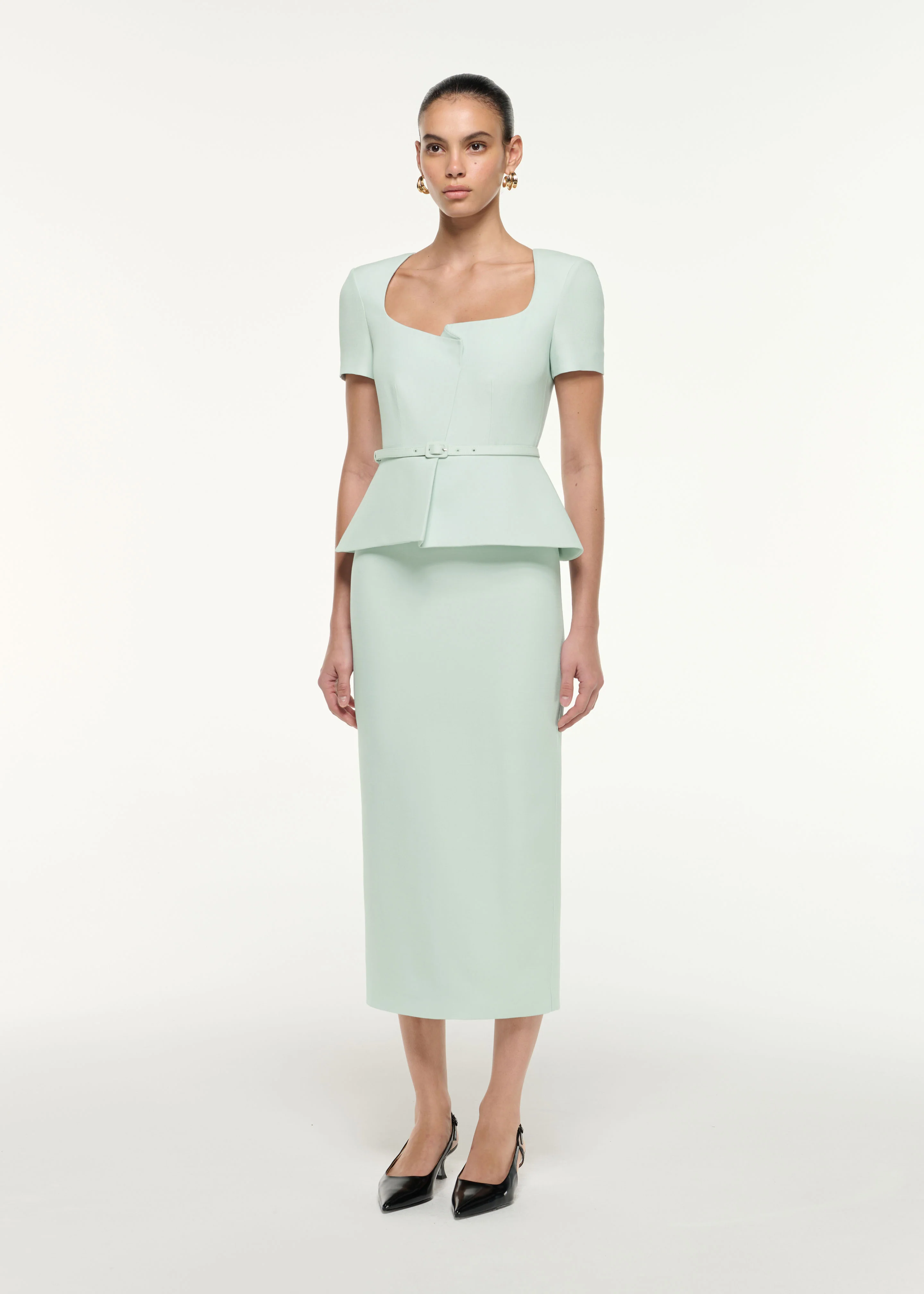 Peplum Wool Silk Midi Dress - Image 2