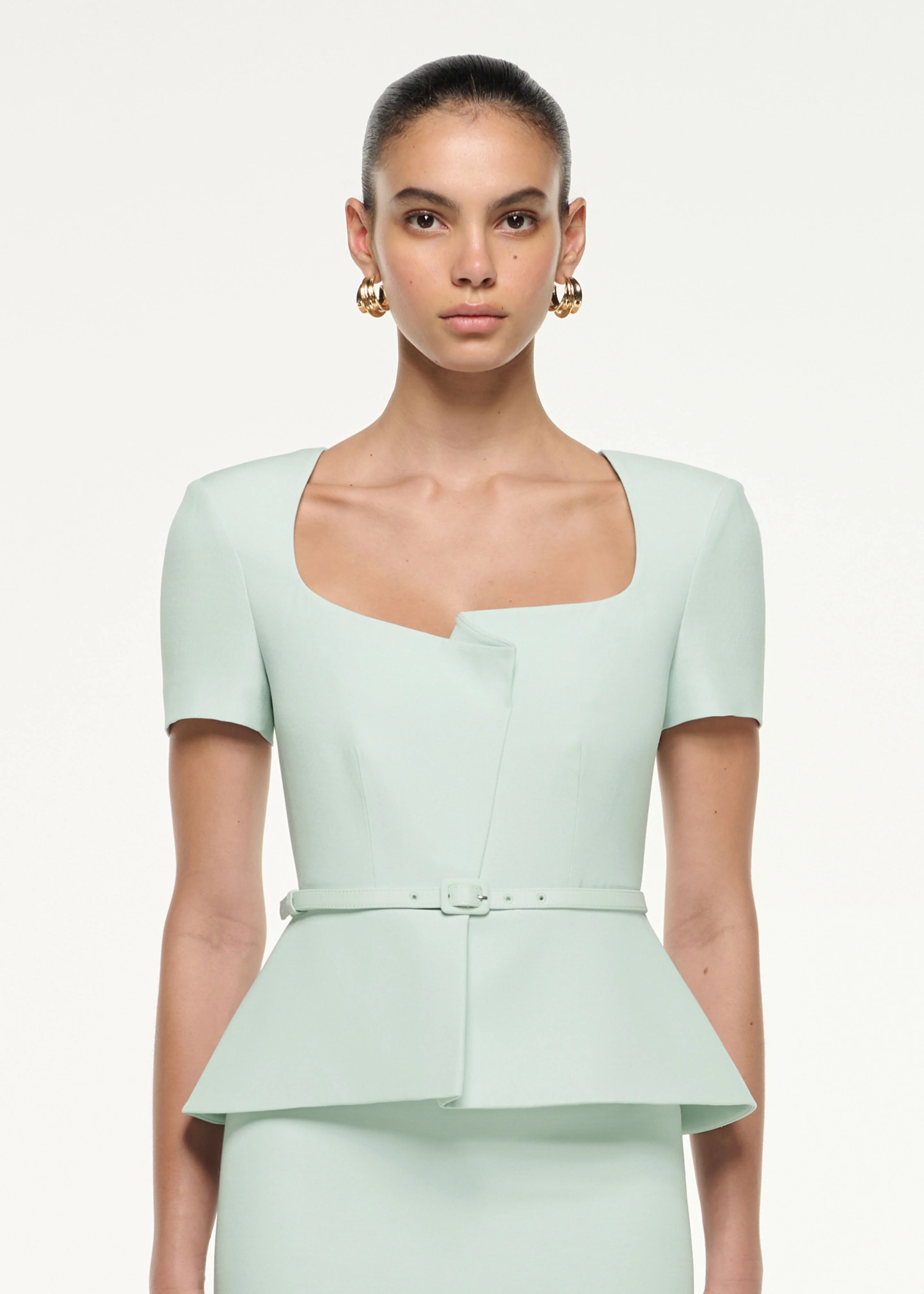 Peplum Wool Silk Midi Dress - Image 4