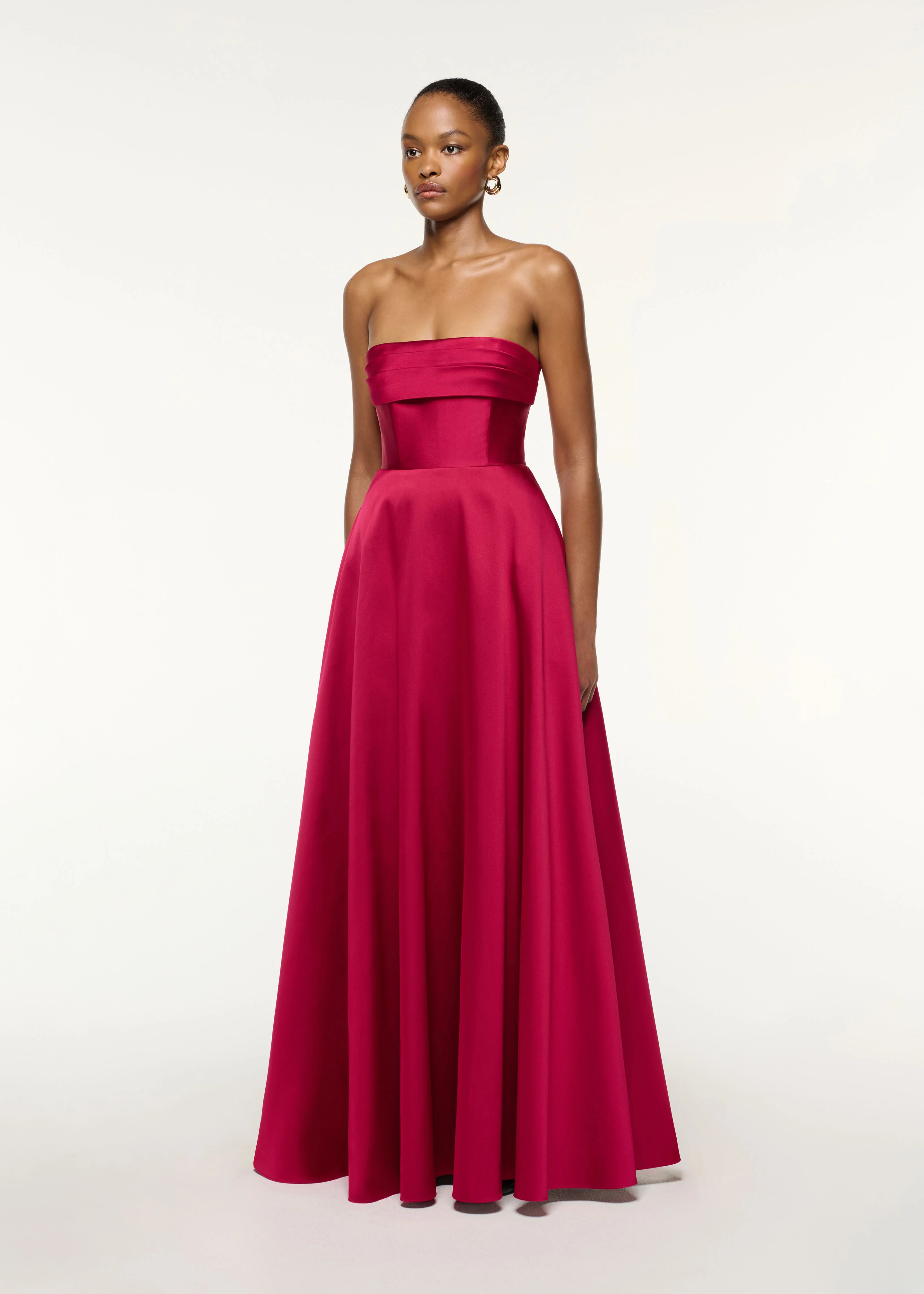 Pleated Bust Taffeta Evening Gown - Image 2