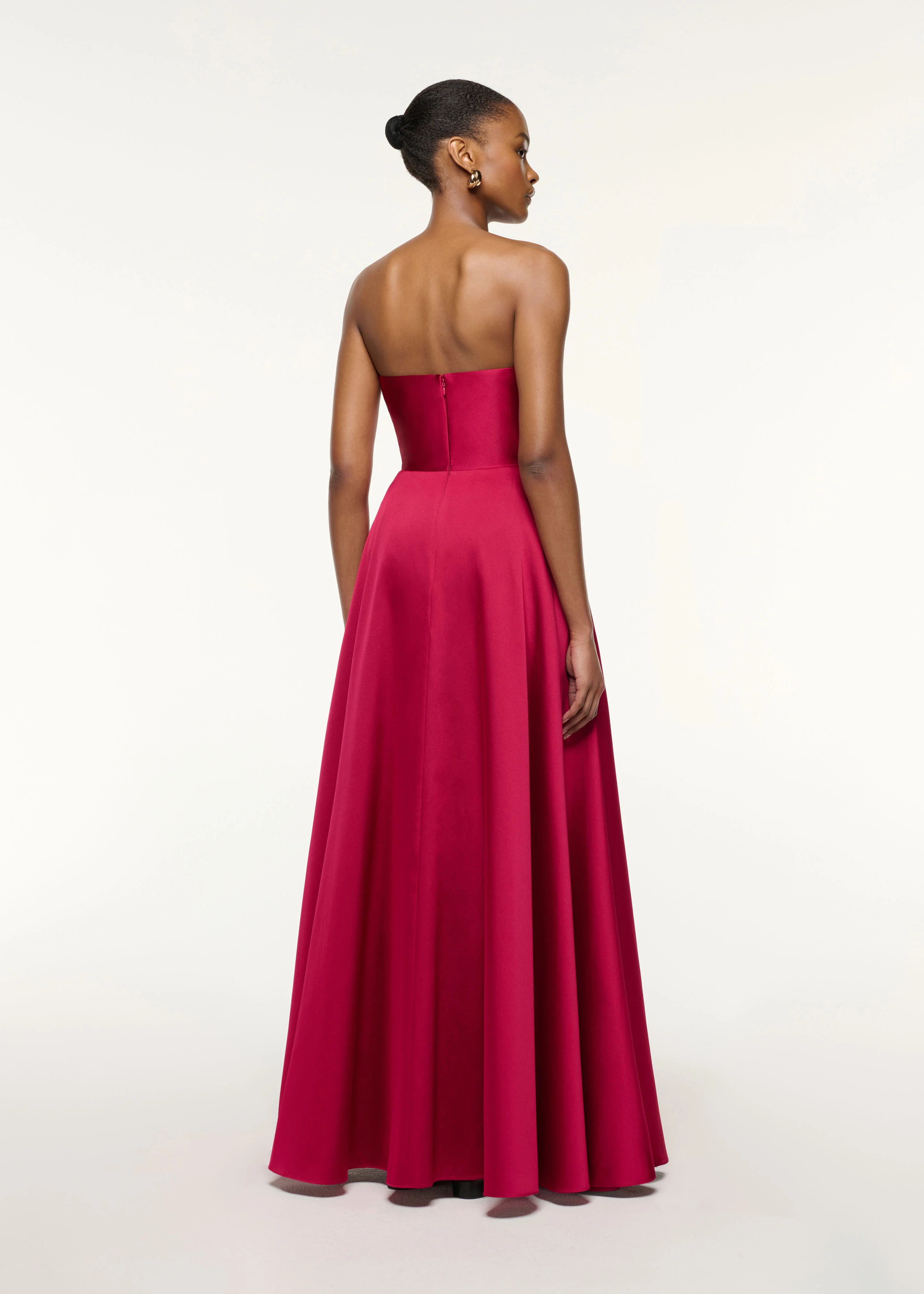 Pleated Bust Taffeta Evening Gown - Image 3