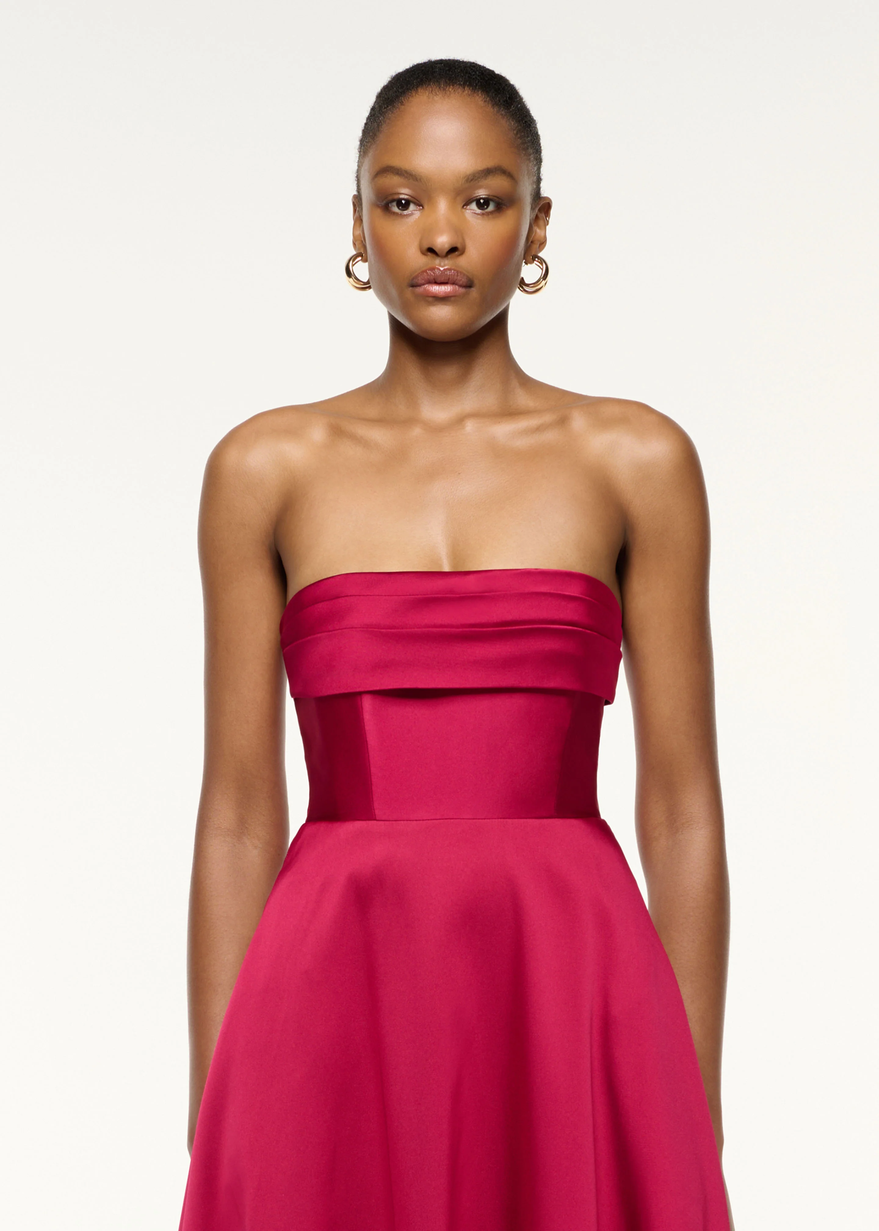 Pleated Bust Taffeta Evening Gown - Image 4