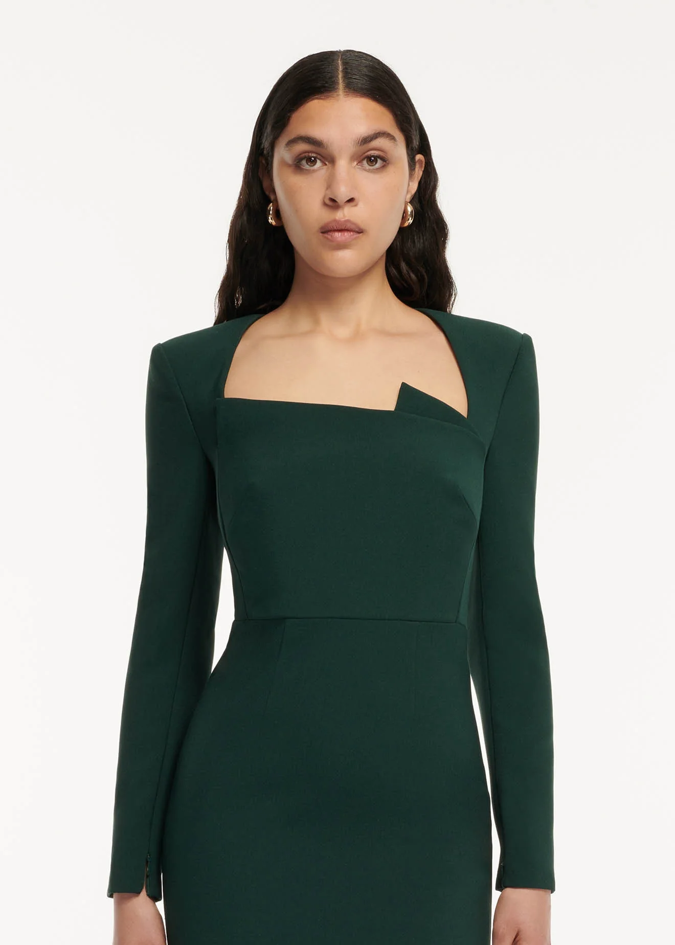 Pleated Front Crepe Midi Dress - Image 4