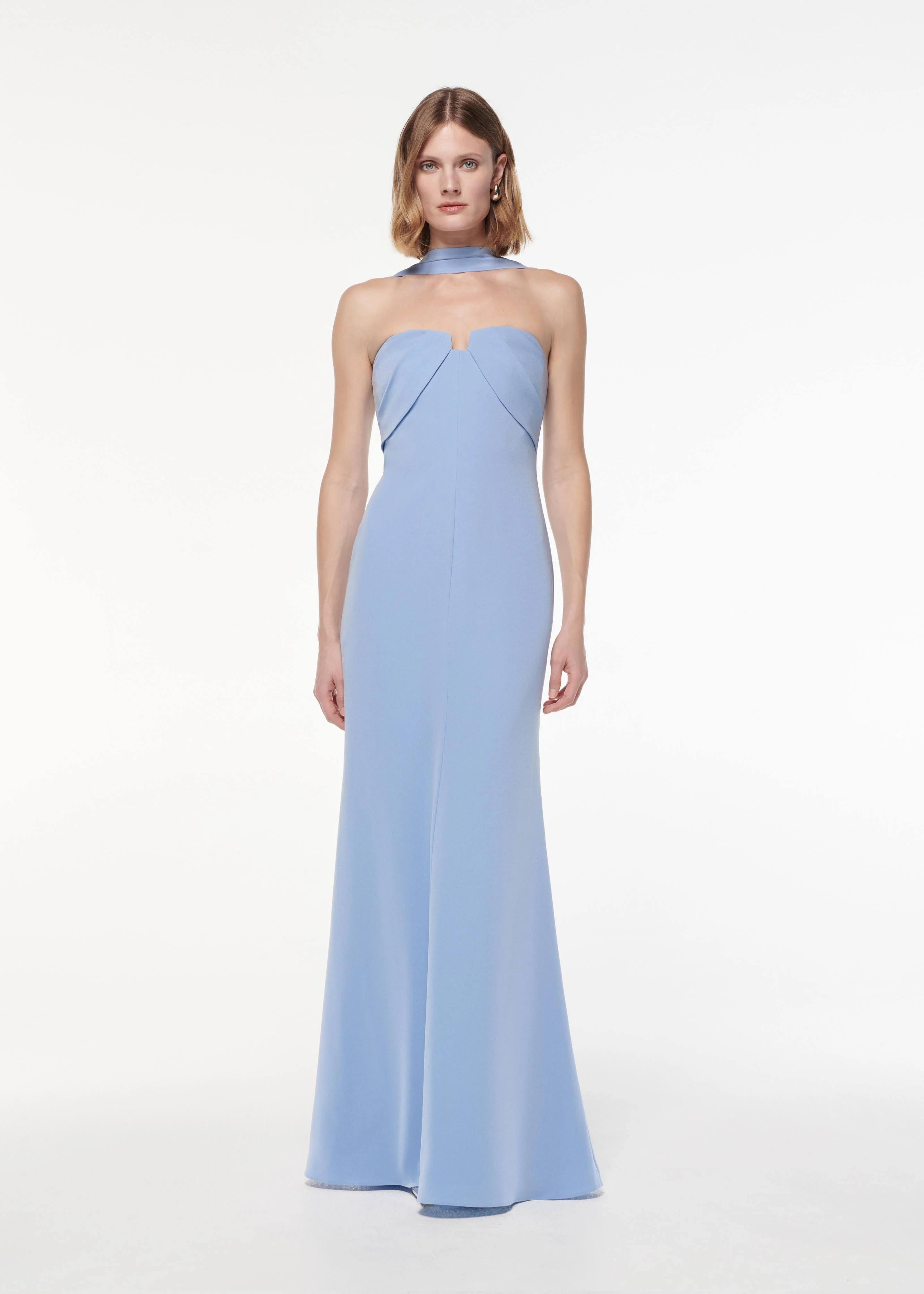 Sash Satin Crepe Gown