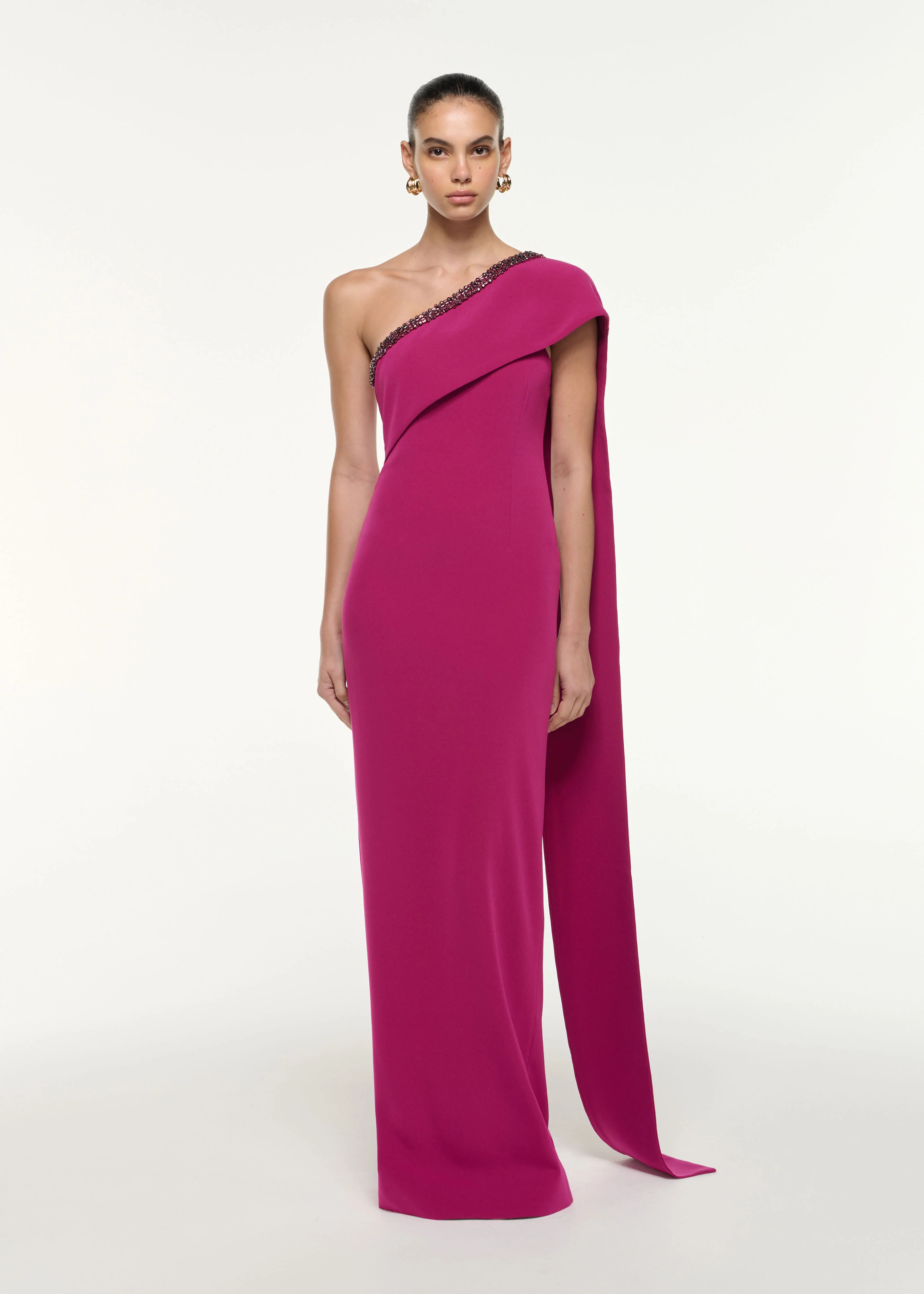Sash Satin Crepe Gown
