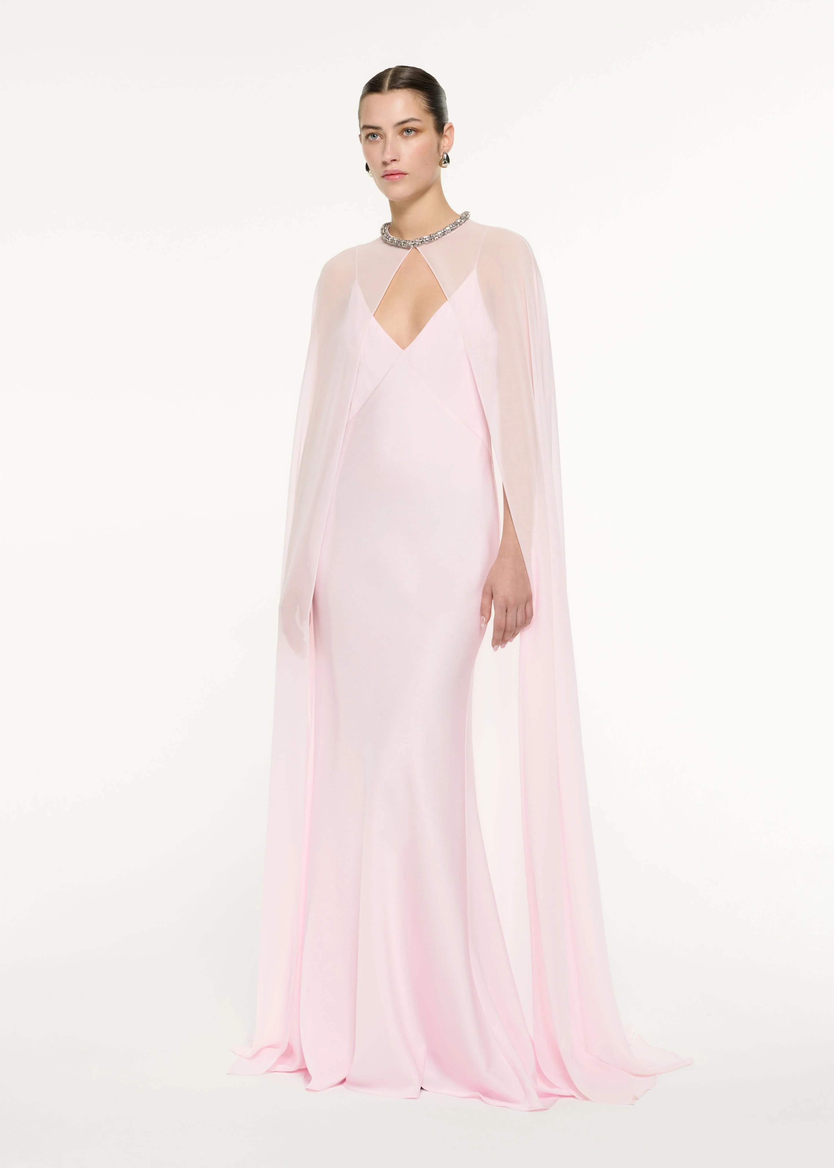Satin Crepe Cape Gown - Image 2