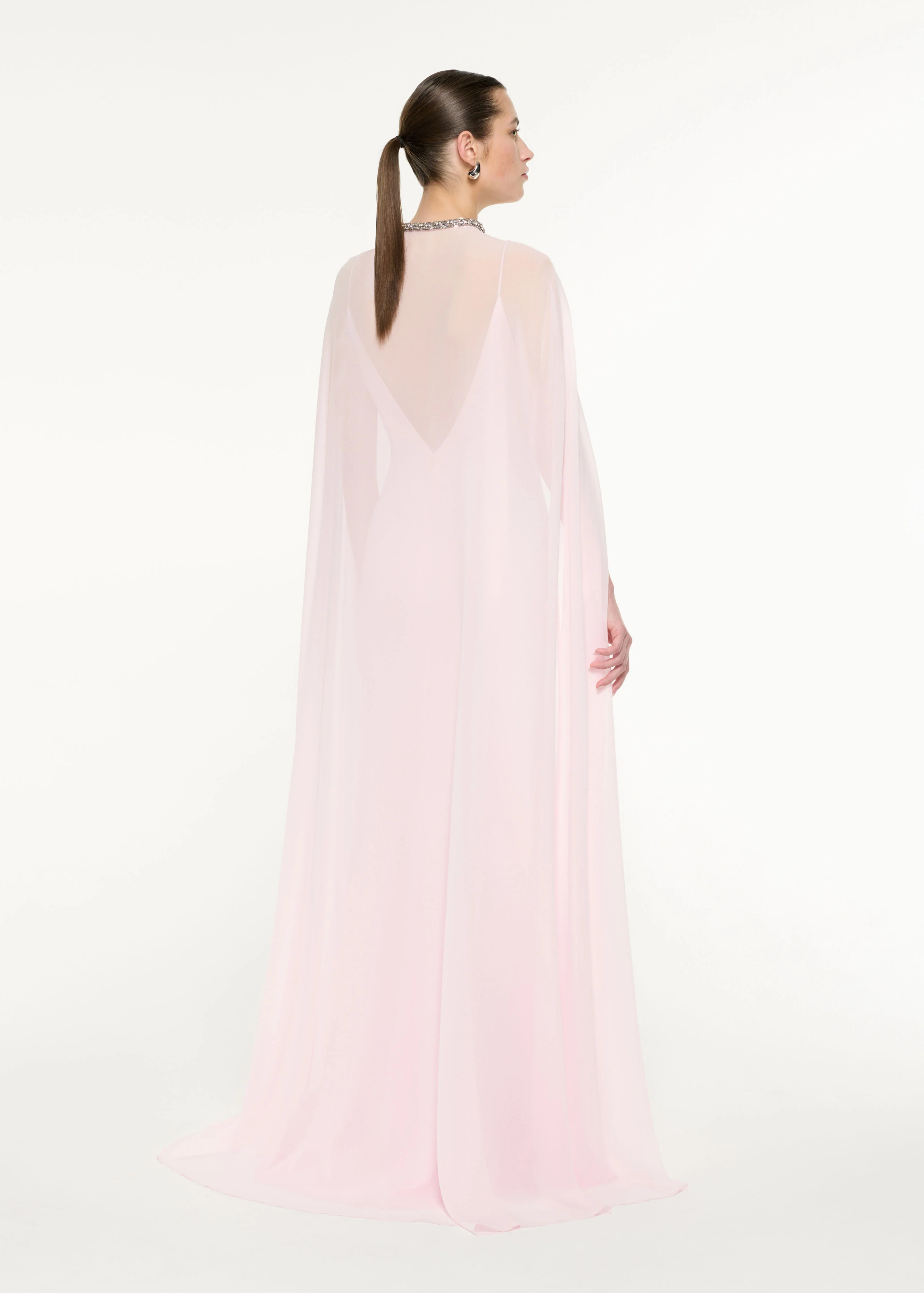 Satin Crepe Cape Gown - Image 3