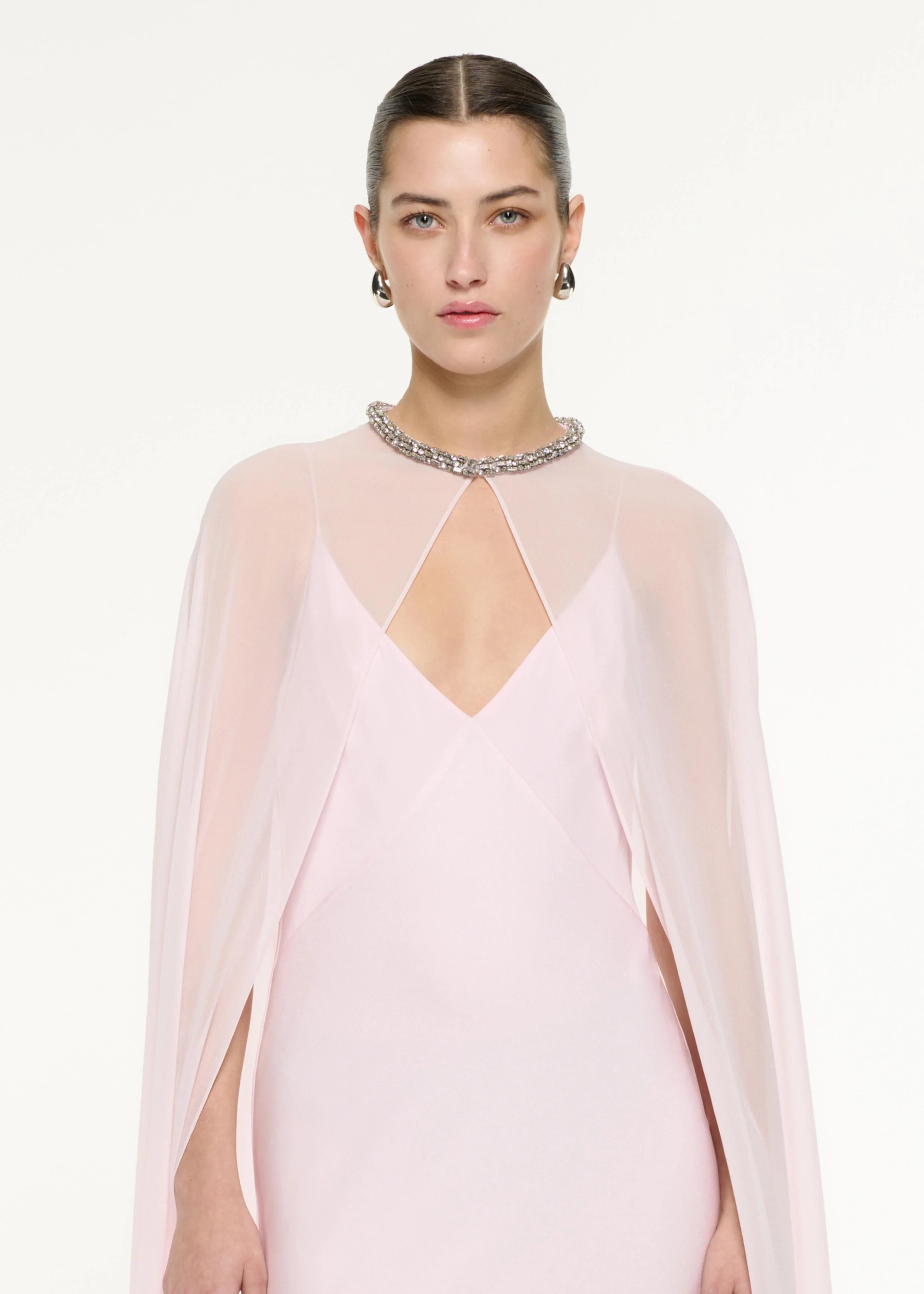 Satin Crepe Cape Gown - Image 4