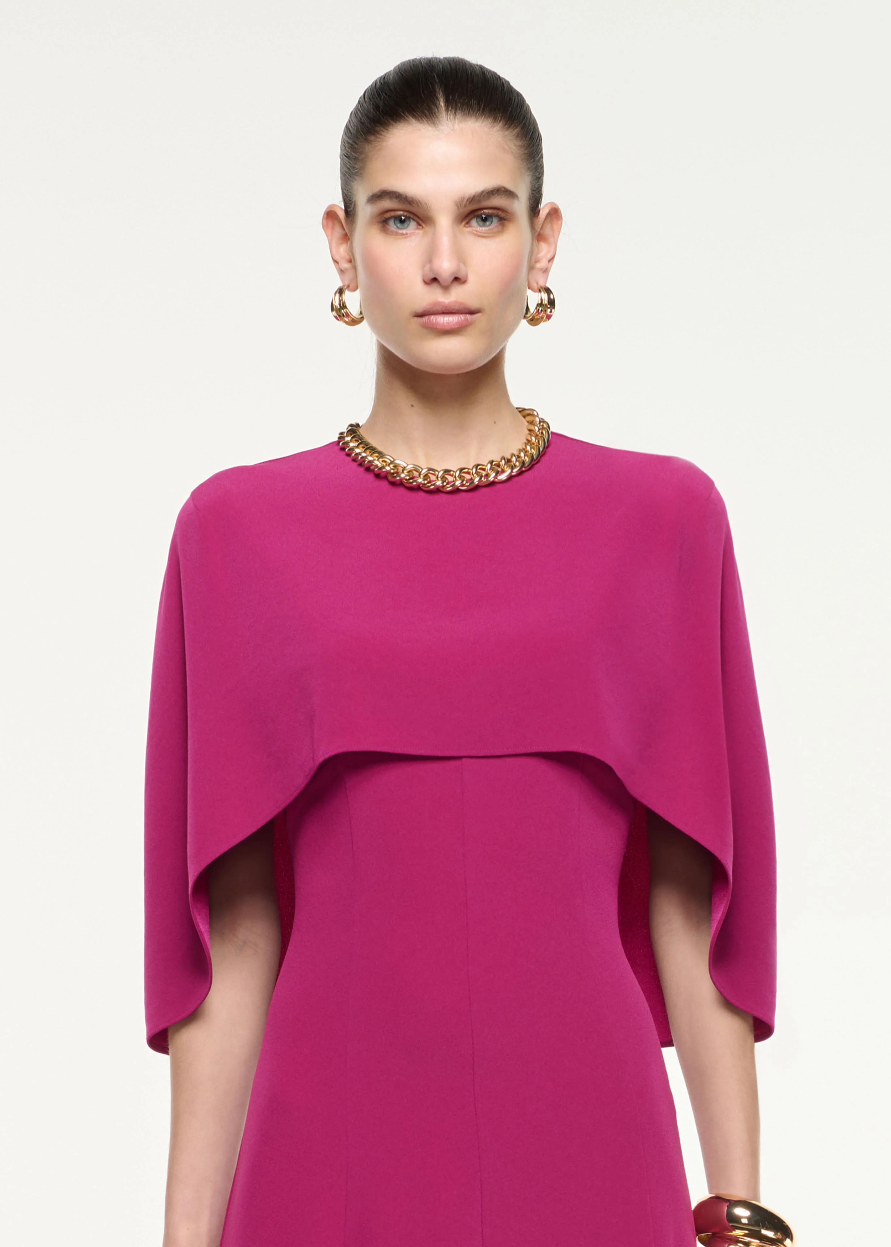 Satin Crepe Cape Midi Dress - Image 4