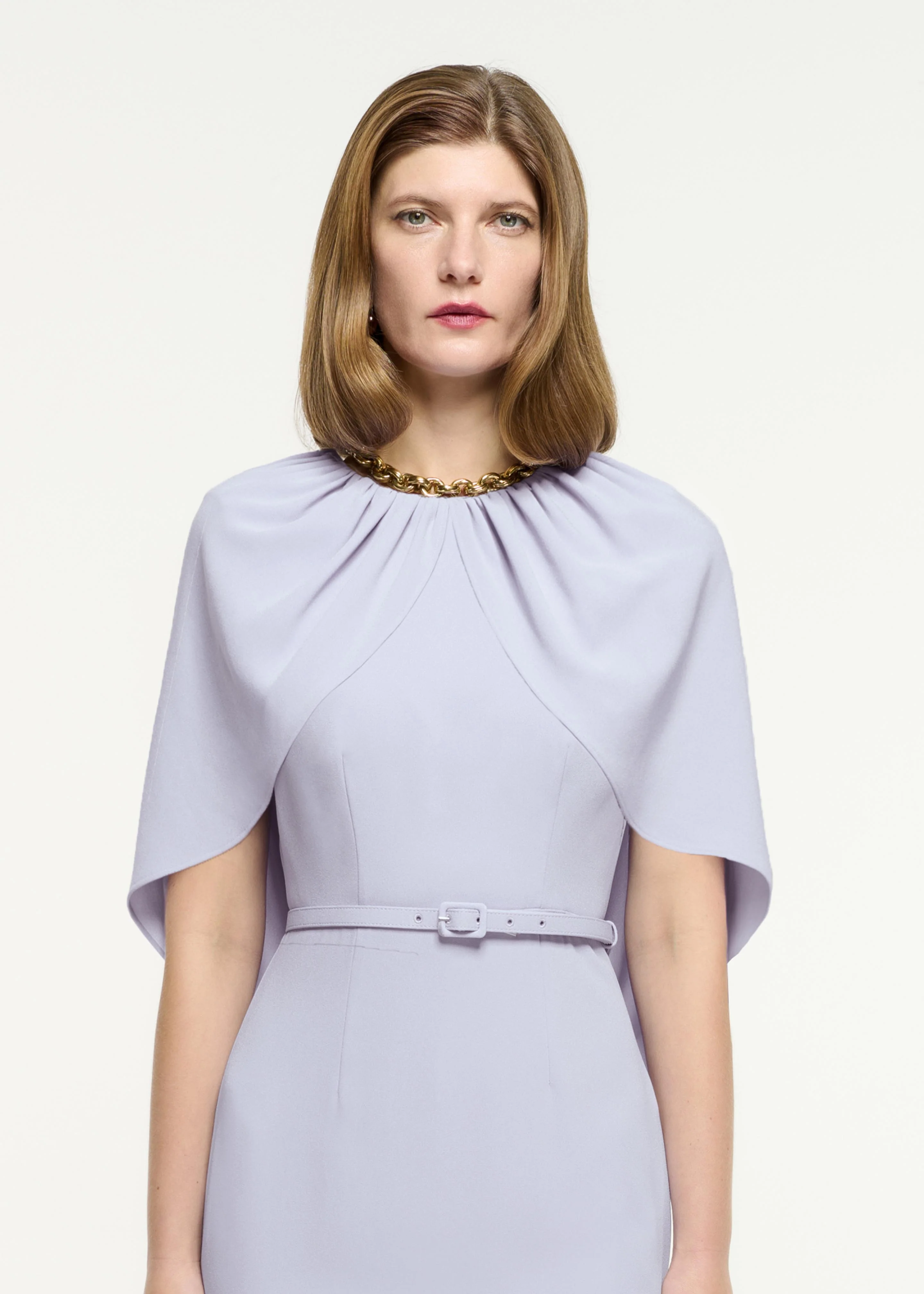 Satin Crepe Cape Midi Dress - Image 4