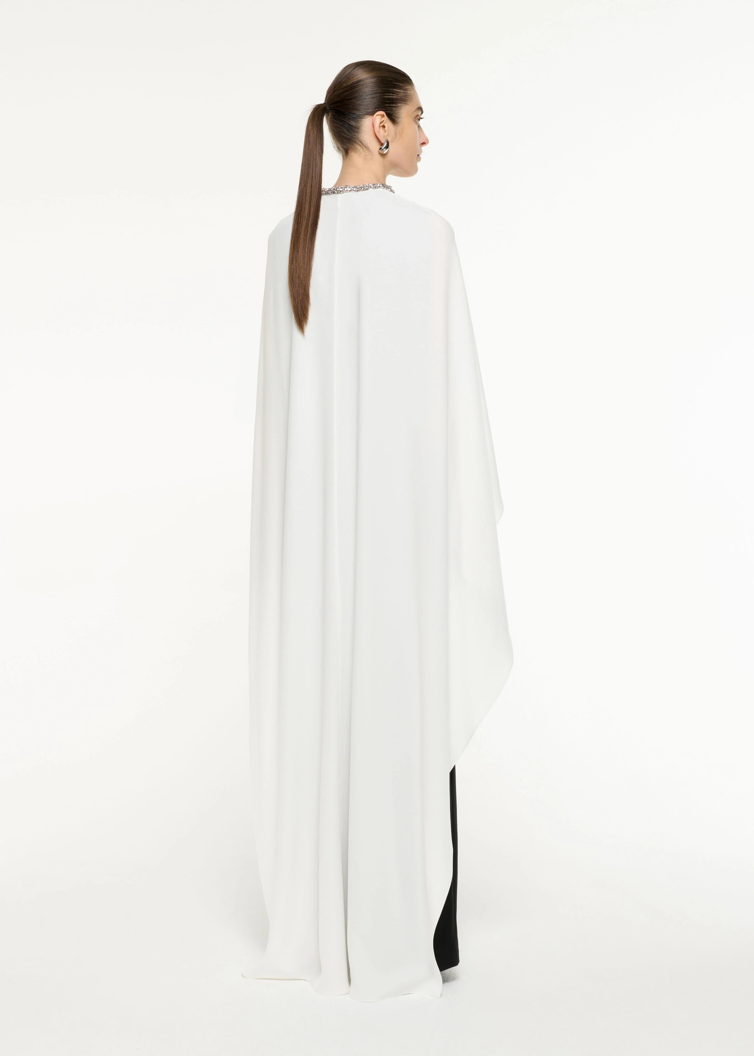 Satin Crepe Cape Gown - Image 3