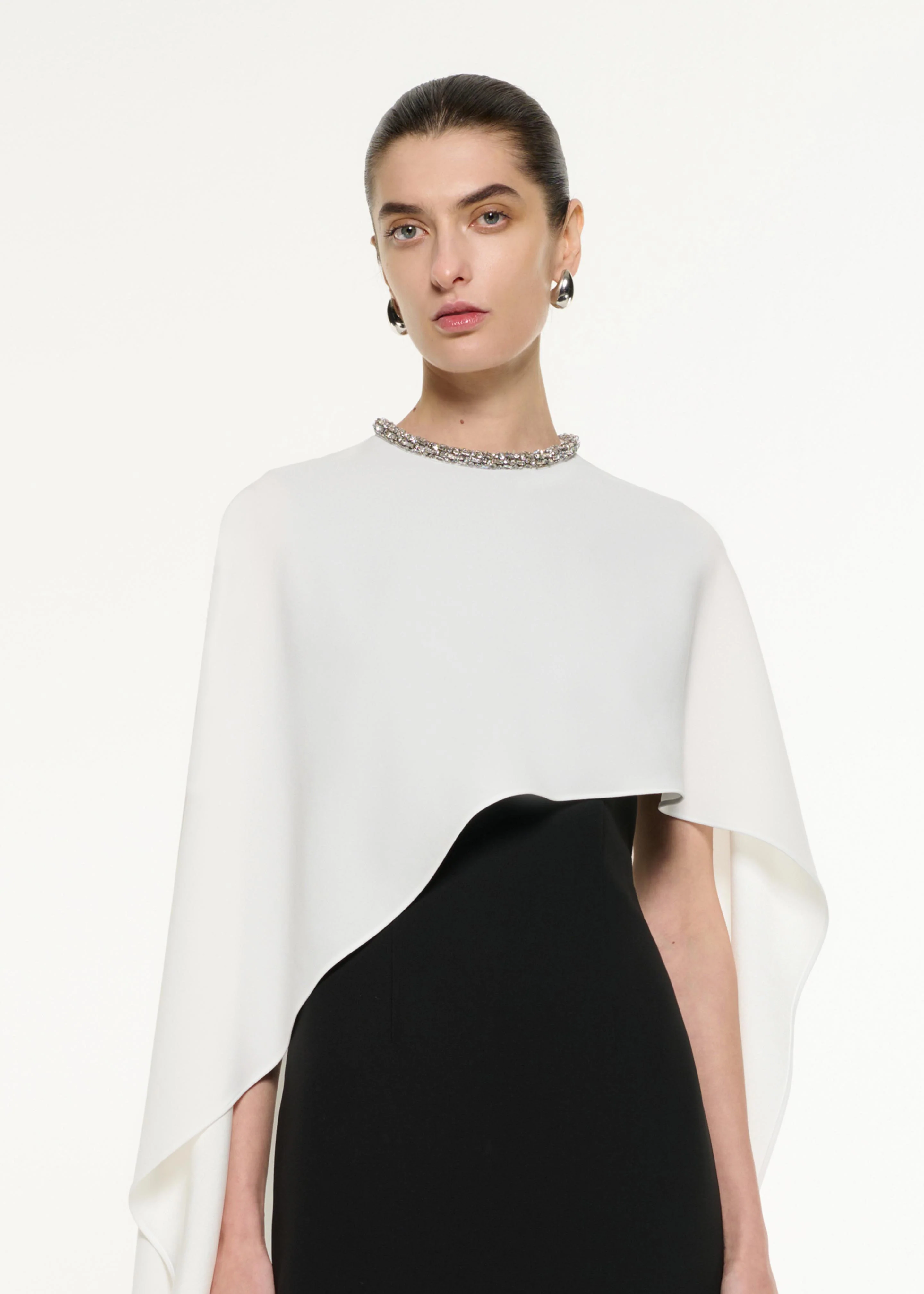 Satin Crepe Cape Gown - Image 4