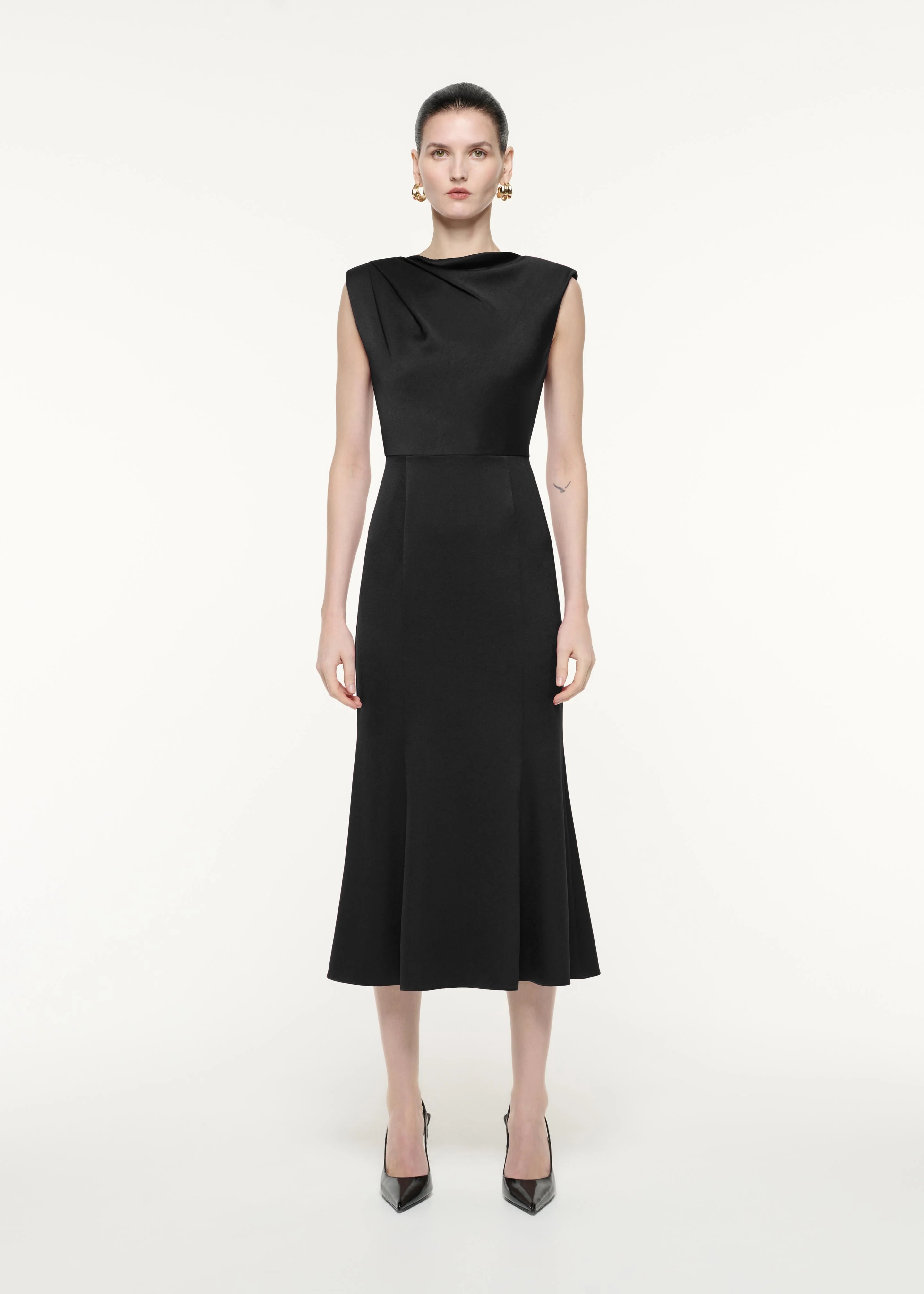 Satin Crepe Midi Dress
