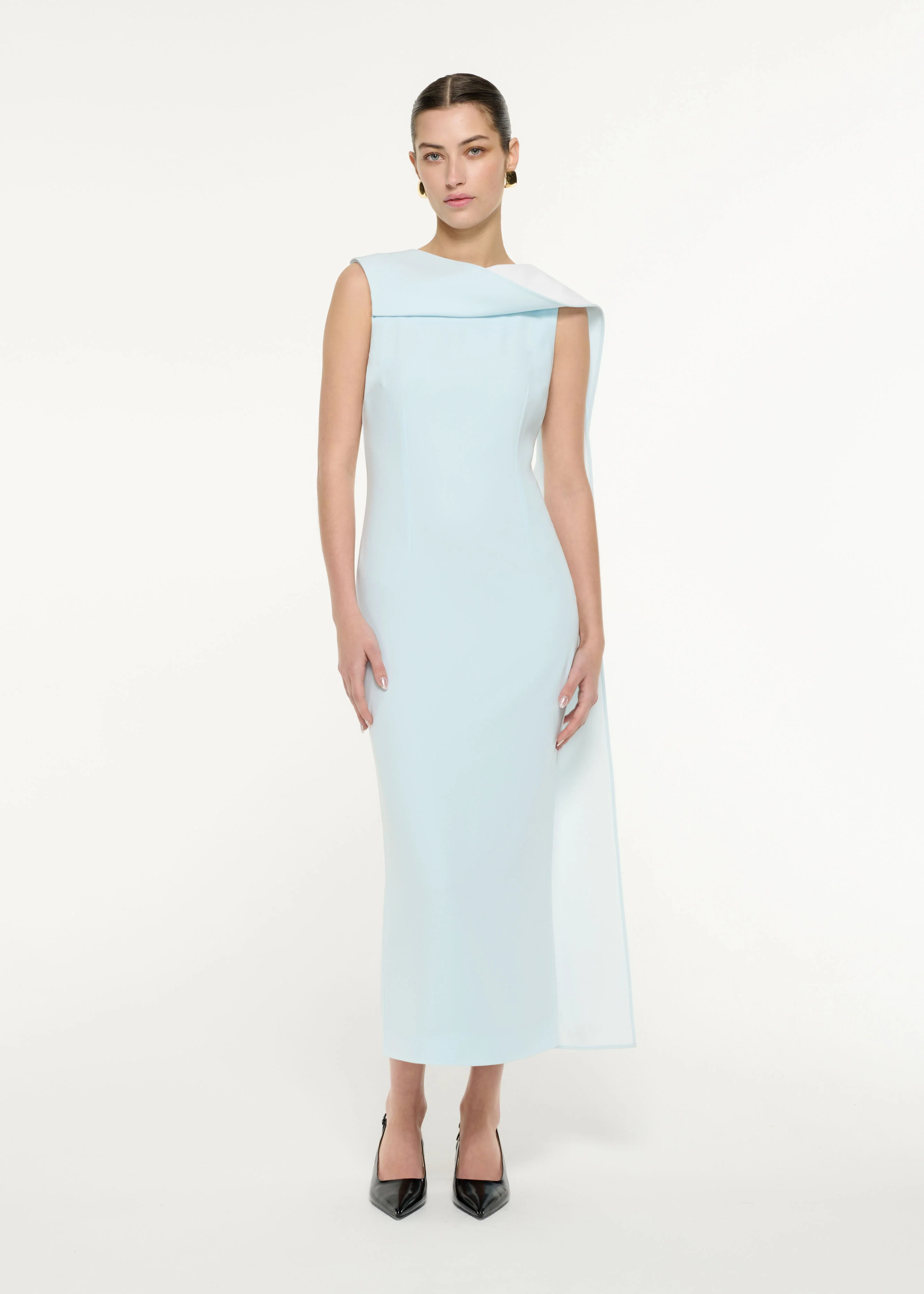 Satin Crepe Sash Midi Dress