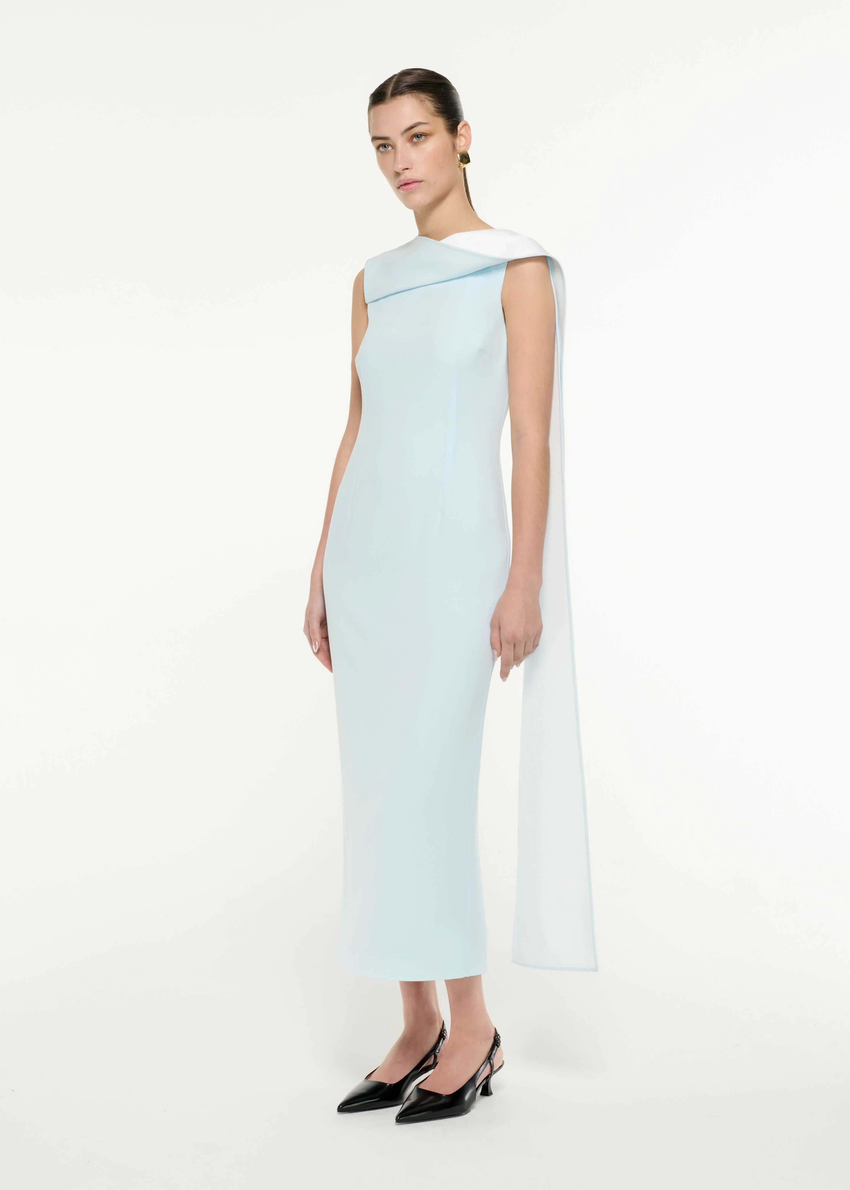 Satin Crepe Sash Midi Dress - Image 2