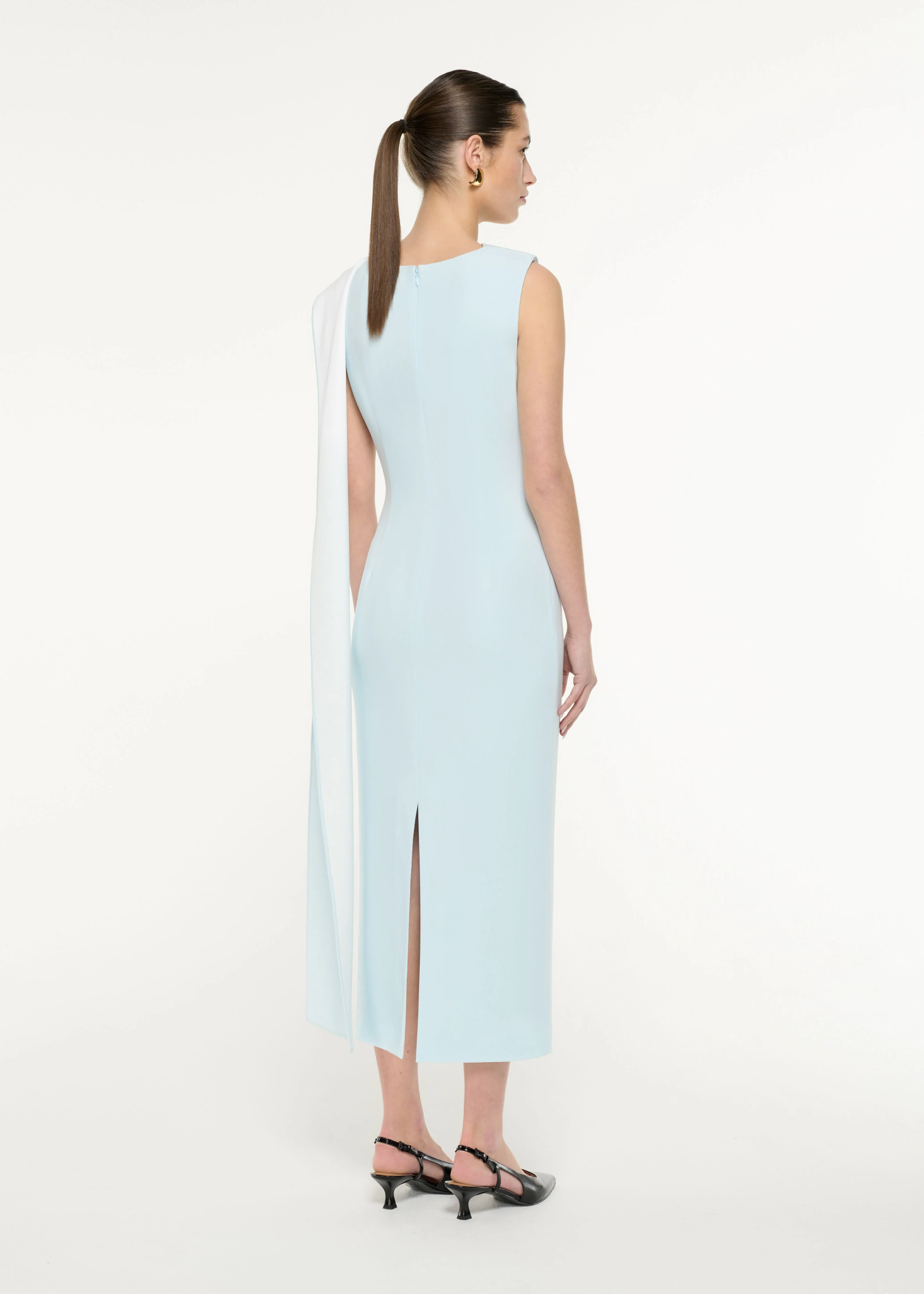 Satin Crepe Sash Midi Dress - Image 3