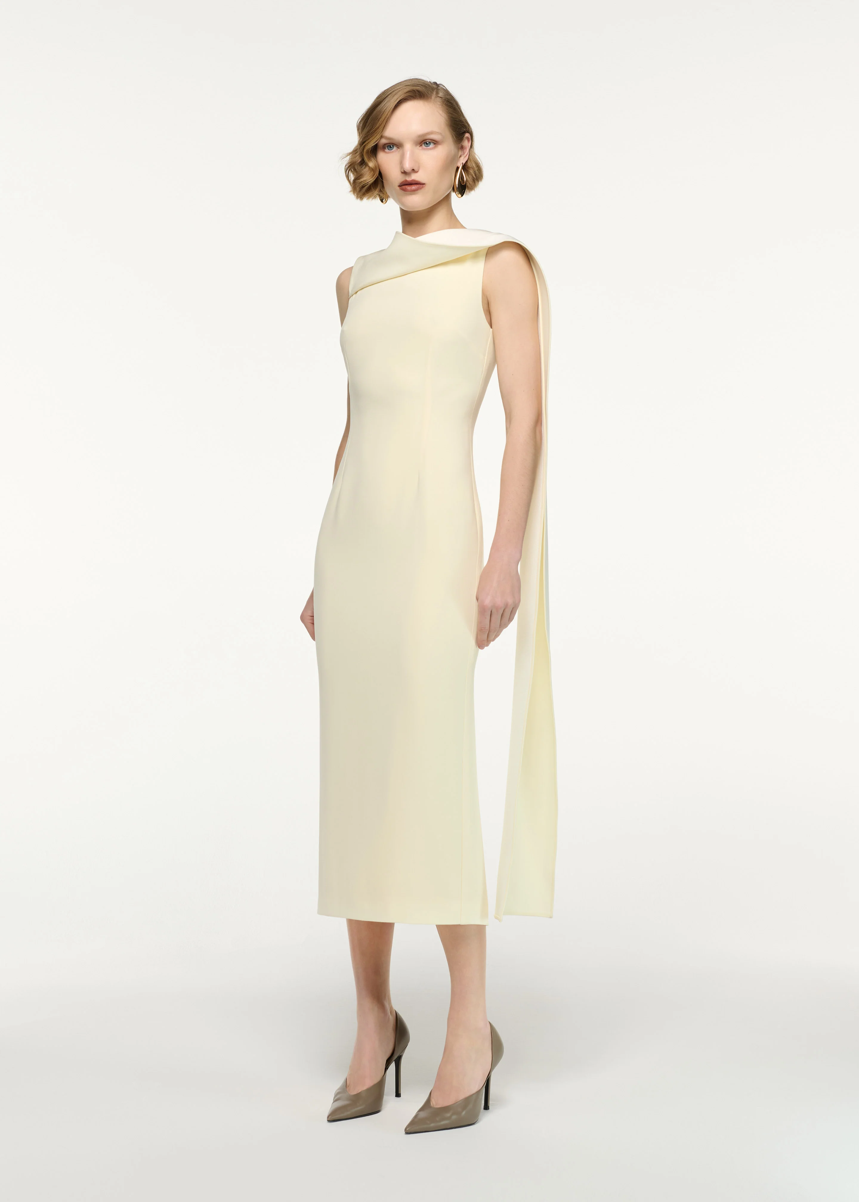 Satin Crepe Sash Midi Dress - Image 2