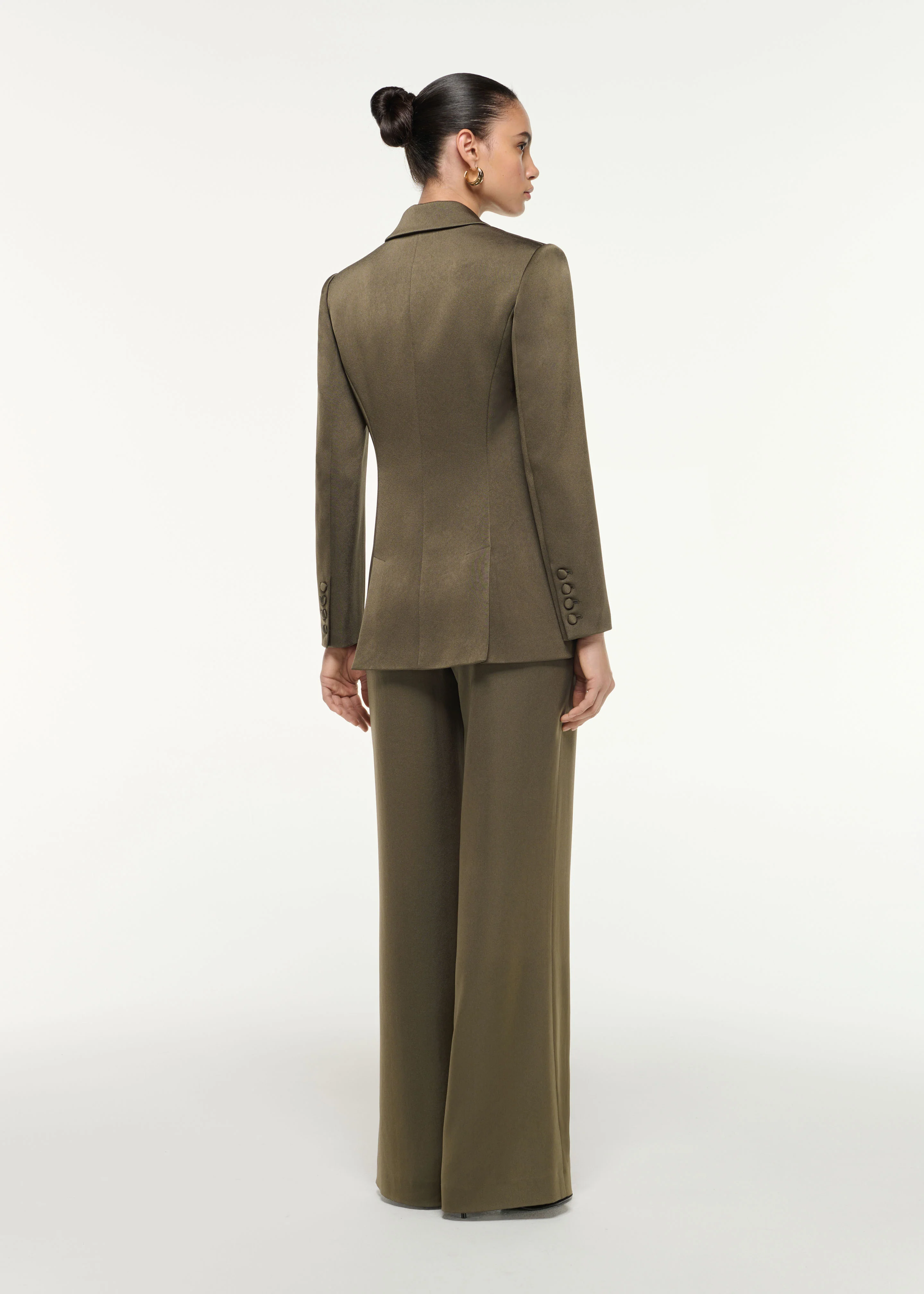 Satin Crepe Wide Leg Trouser - Image 3