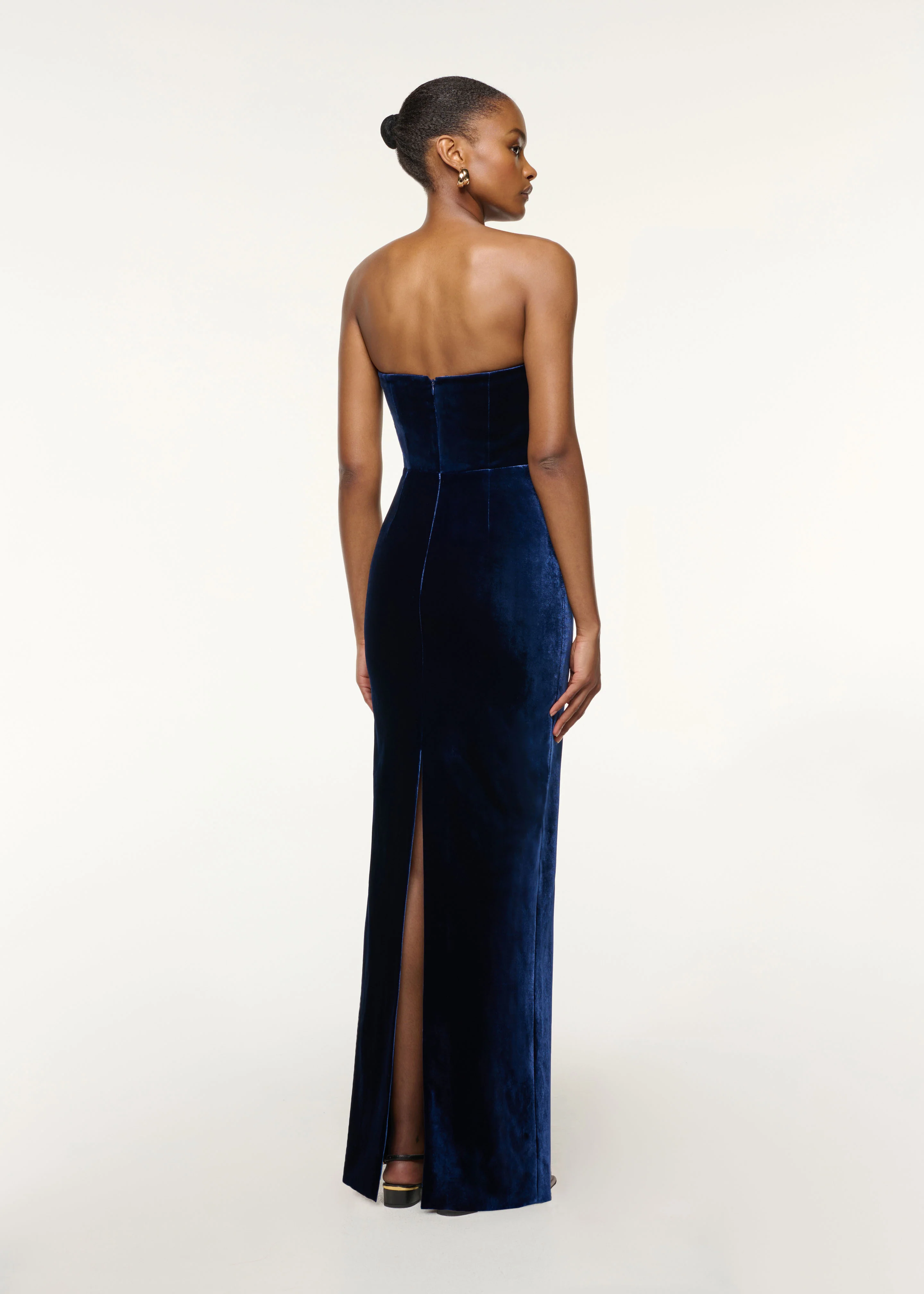 Scallop Lace Insert Velvet Column Gown - Image 3