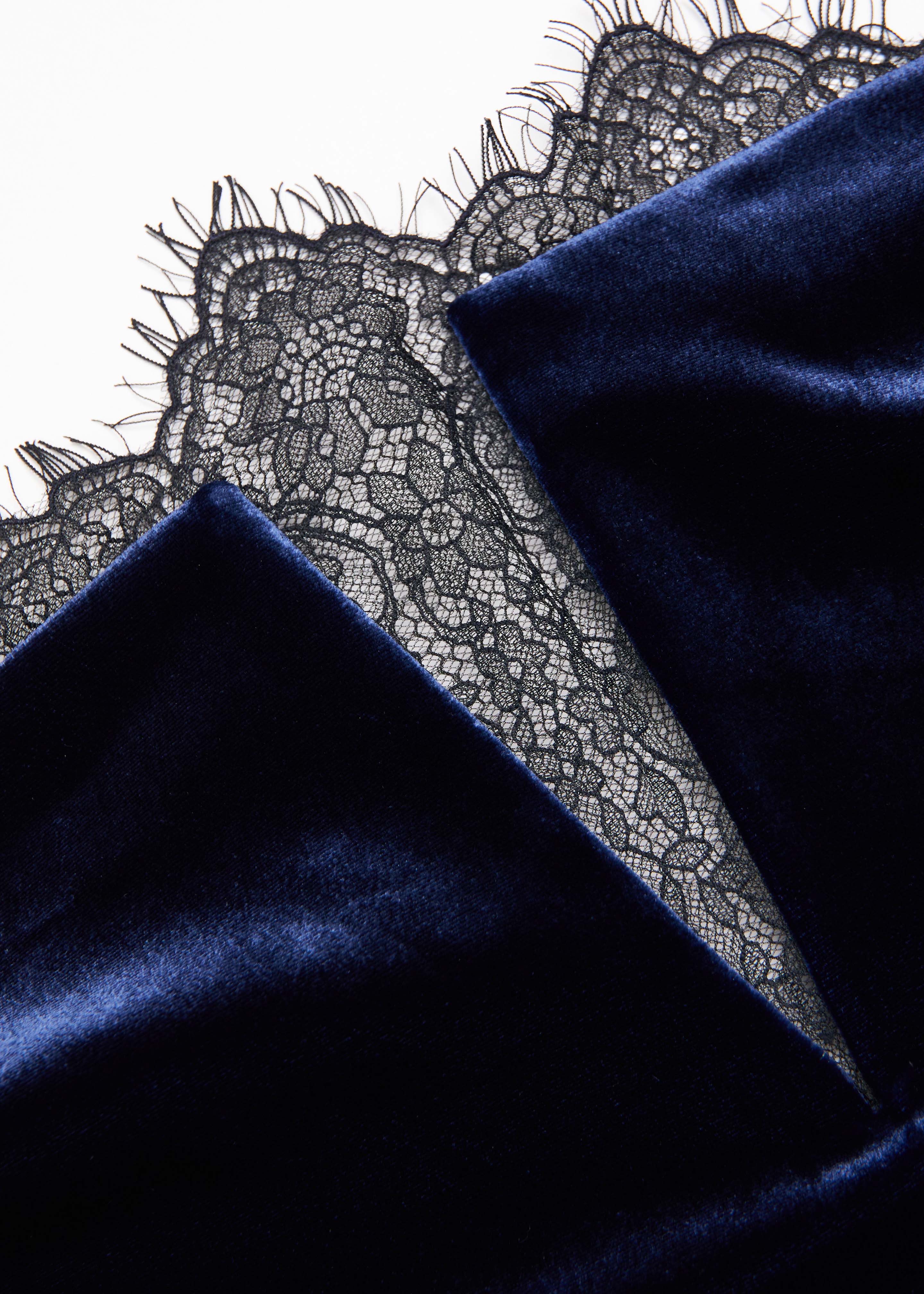 Scallop Lace Insert Velvet Column Gown - Image 5