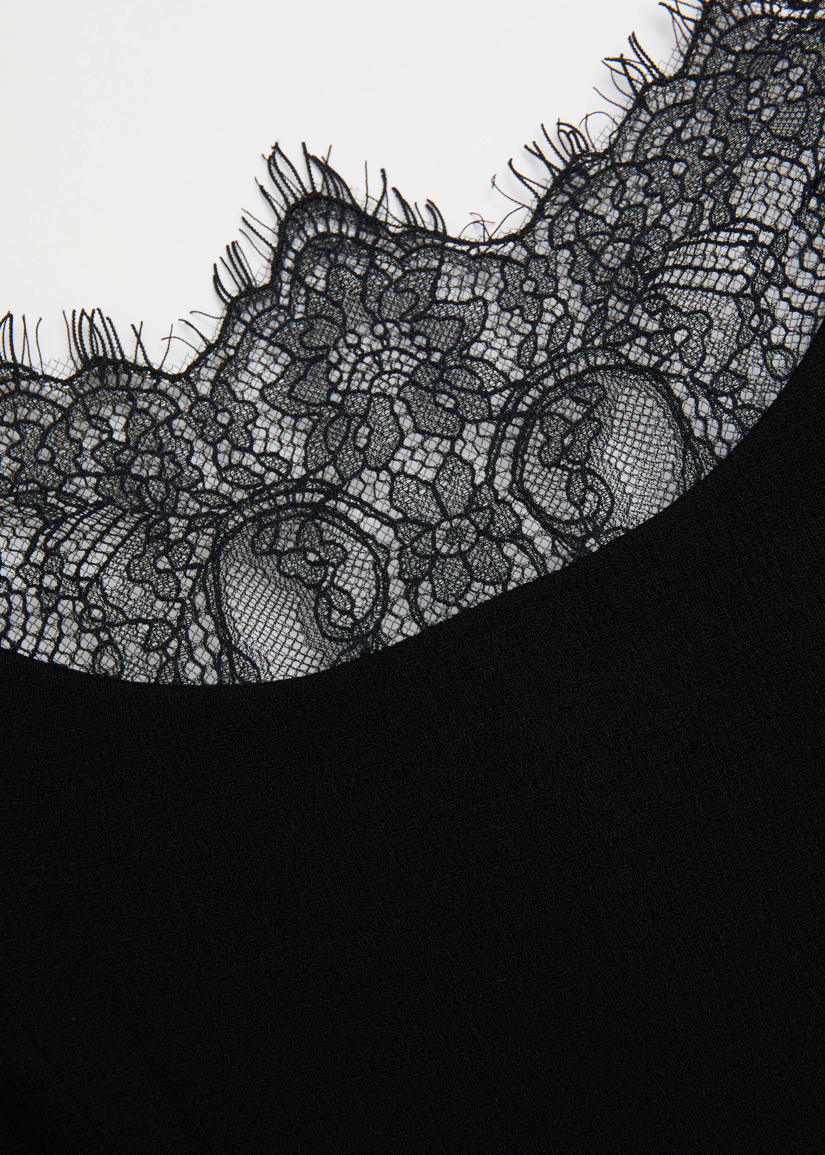 Scallop Lace Insert Wool Cocktail Dress - Image 5