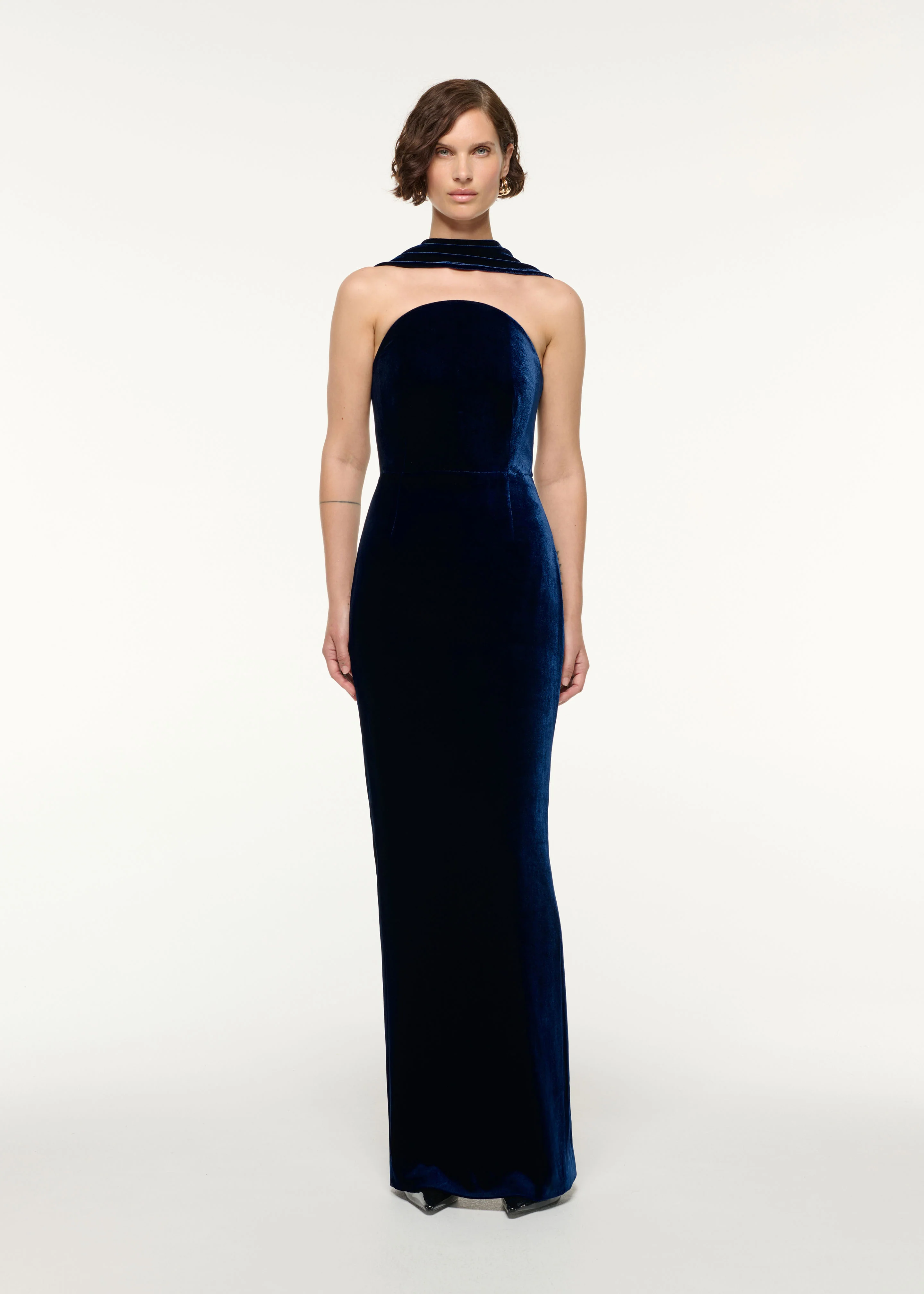 Scarf Neckline Velvet Moon Gown