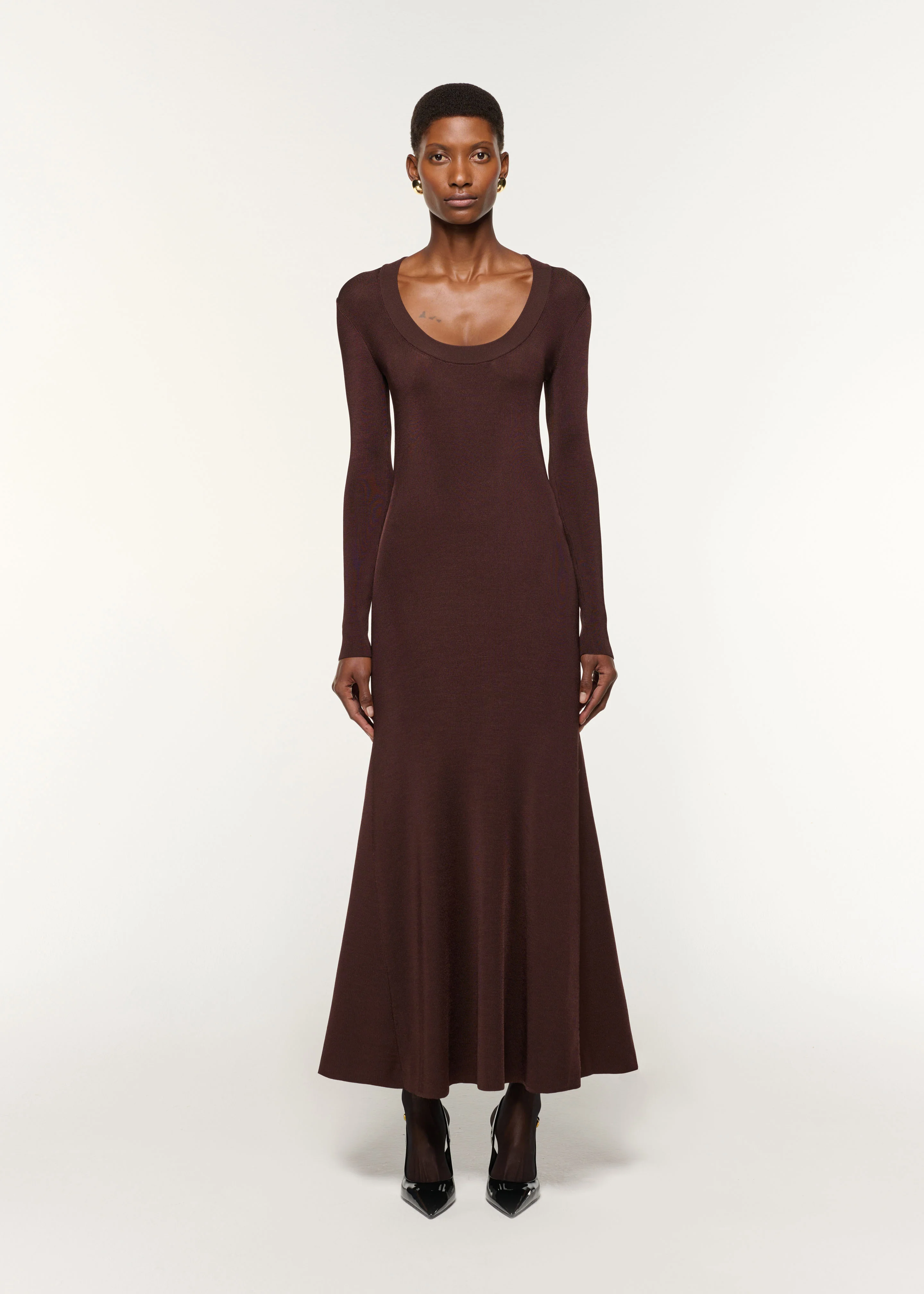 Scoop Neck Viscose Knit Dress
