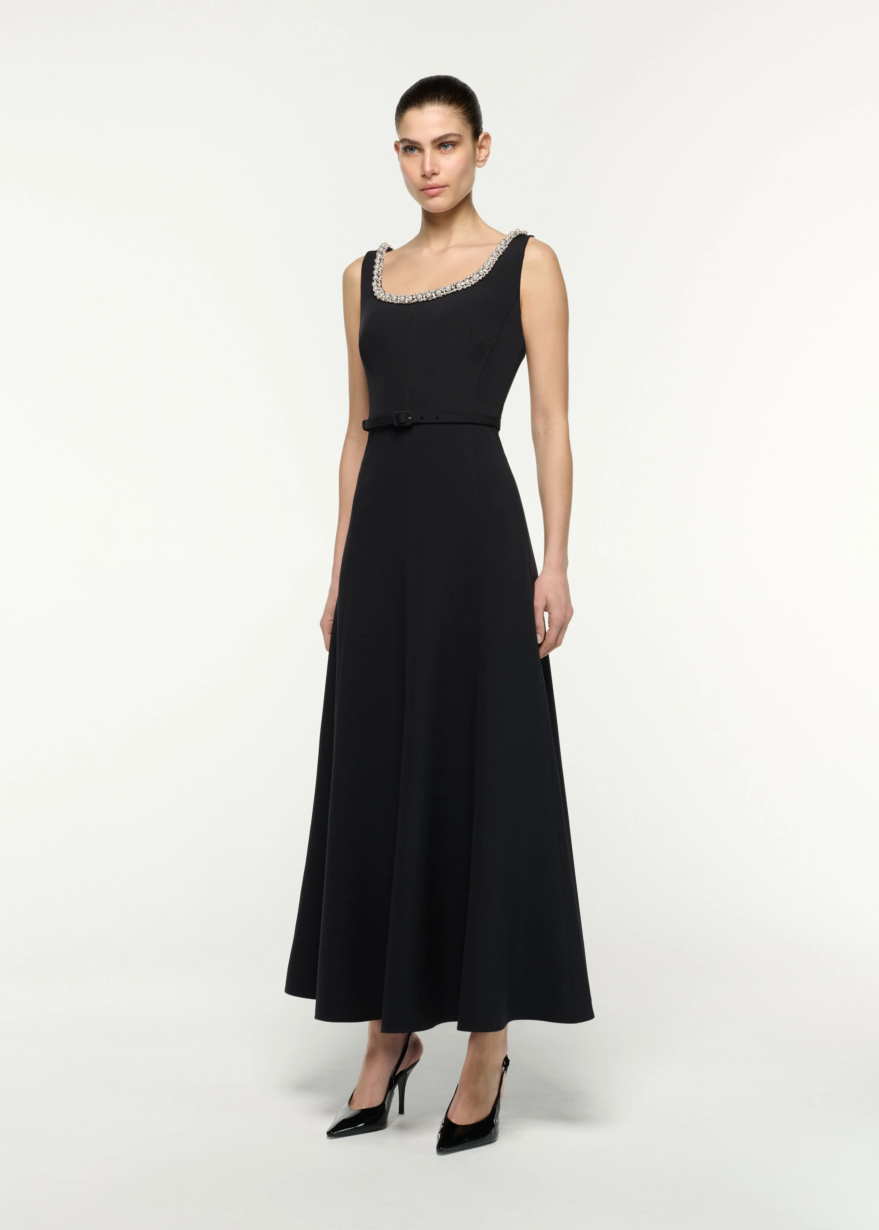 Scooped Pearl Neckline Maxi Dress - Image 2
