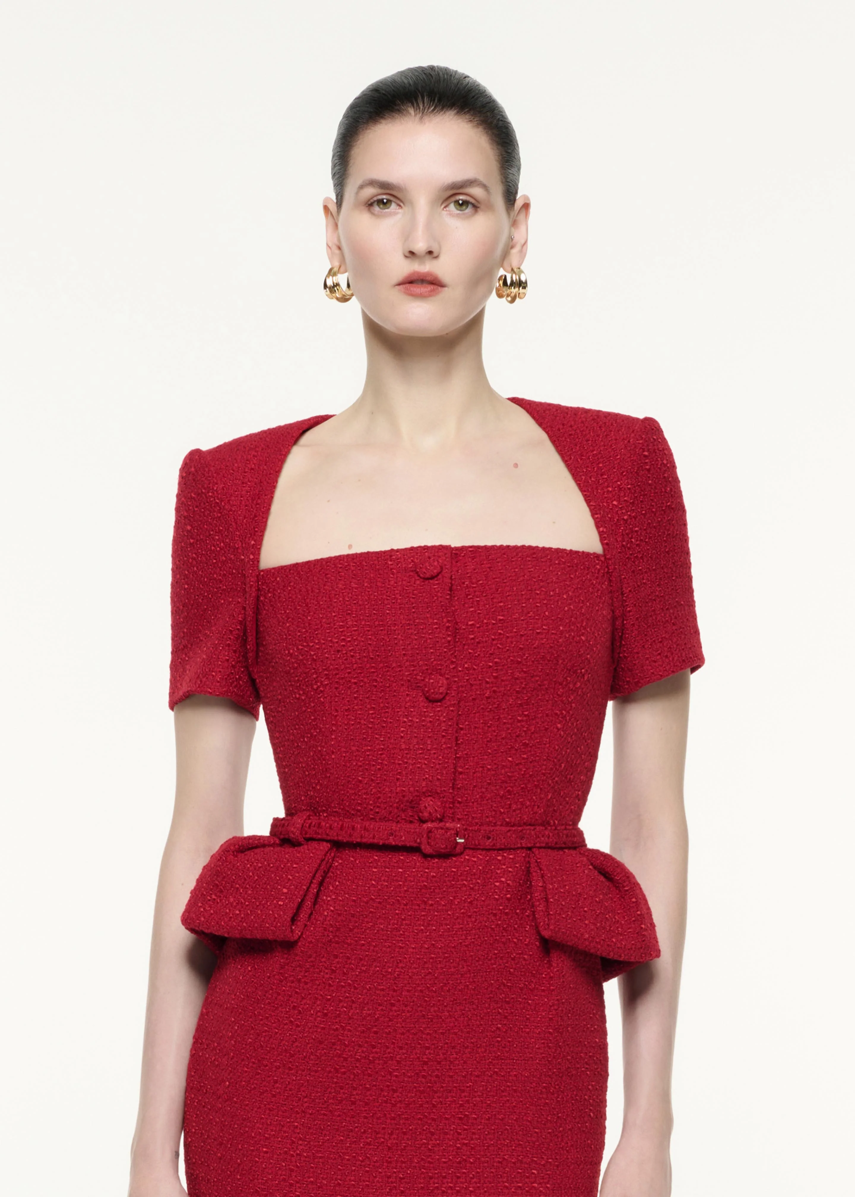 Short Sleeve Boucle Midi Dress - Image 4