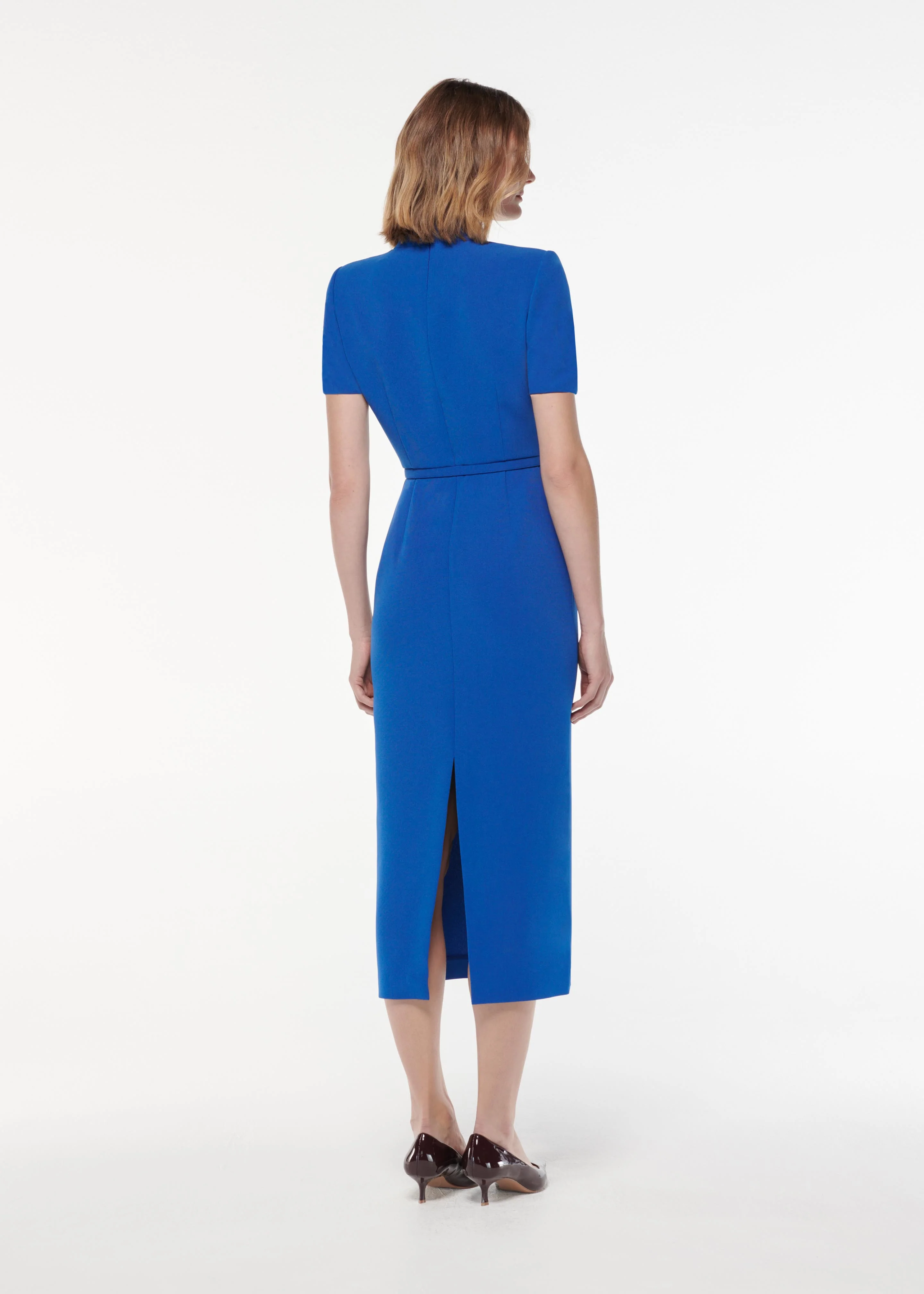 Short Sleeve Collar Heavy Cady Midi Dress - Image 3
