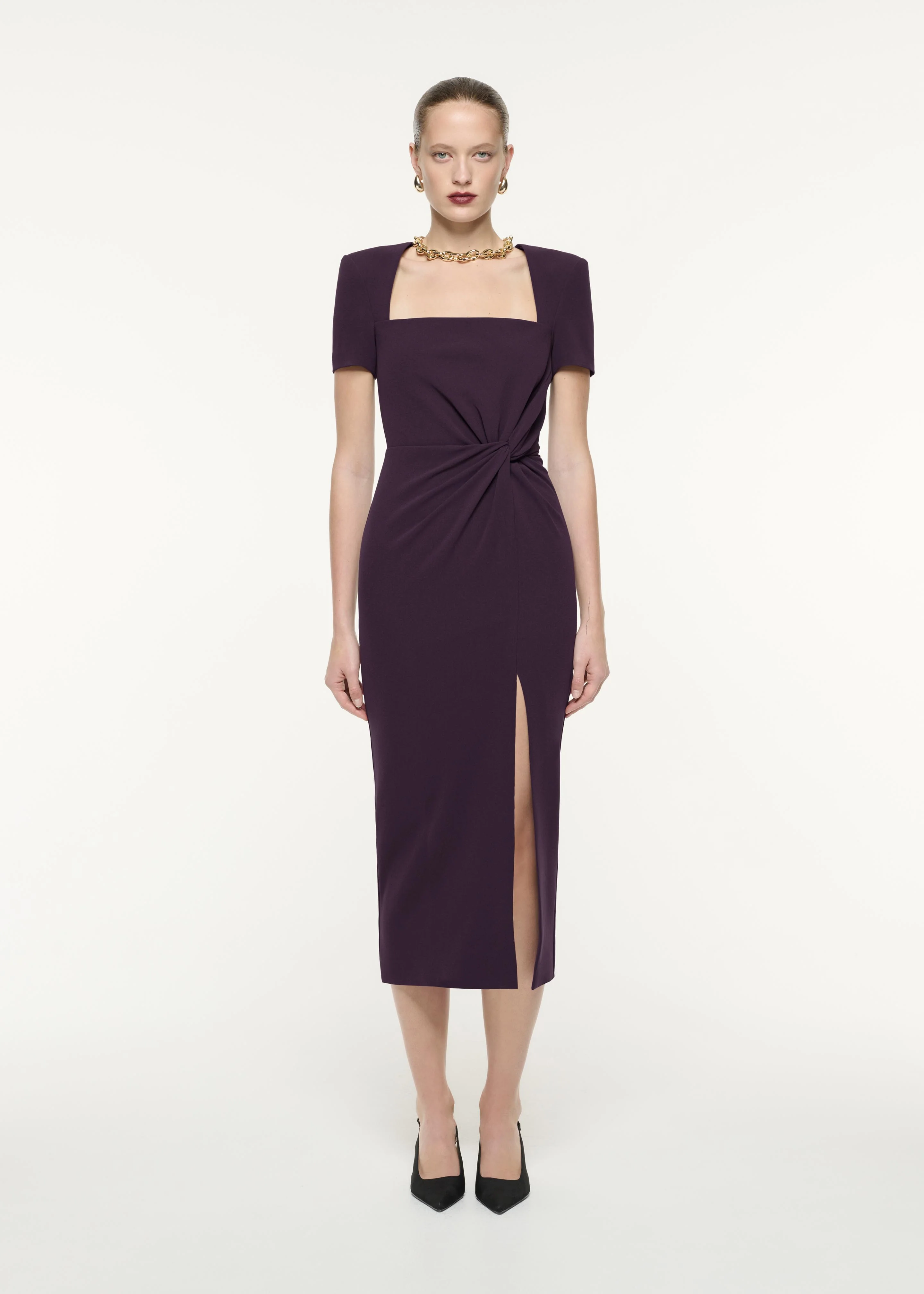Short Sleeve Heavy Cady Midi Dress