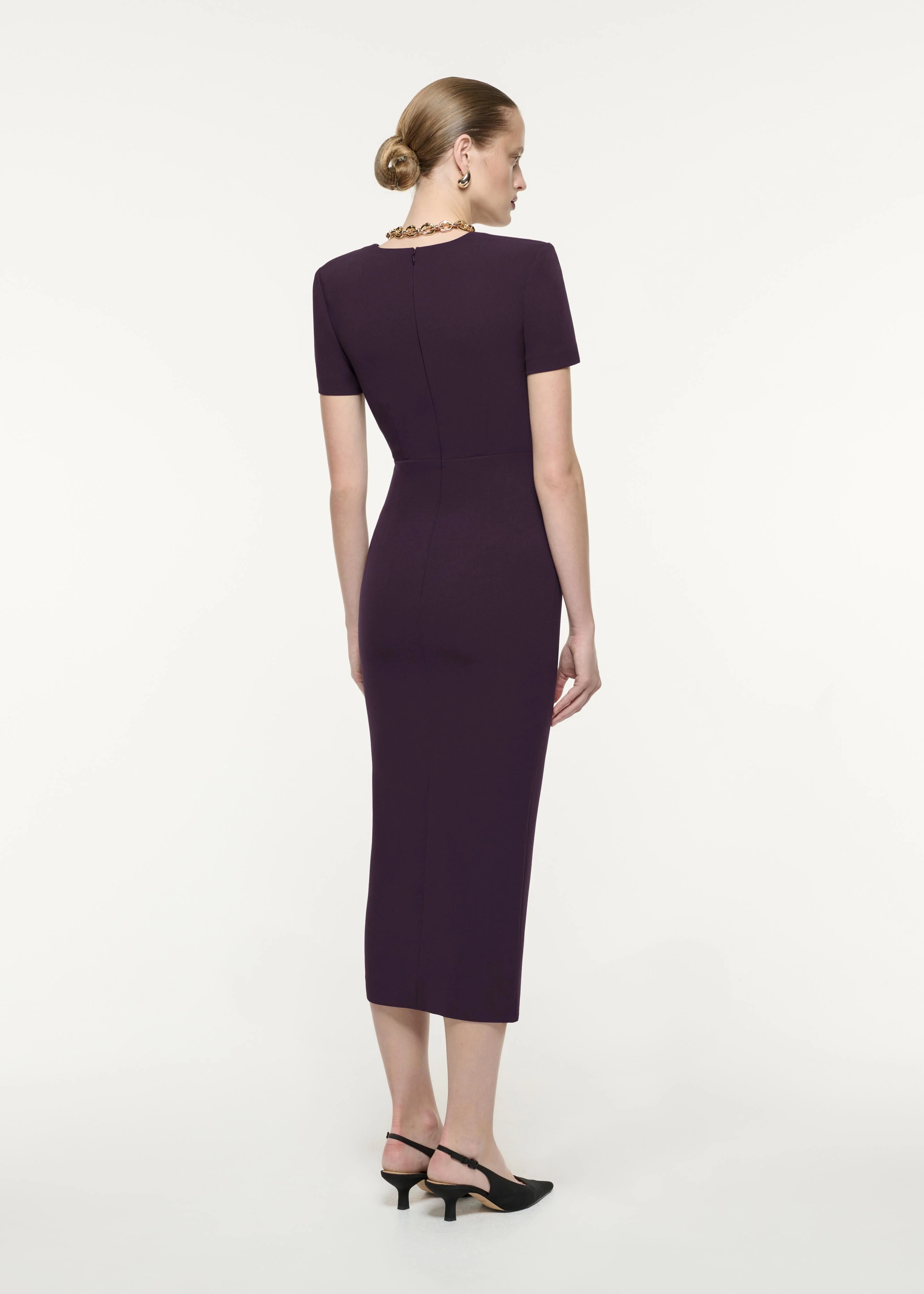 Short Sleeve Heavy Cady Midi Dress - Image 3