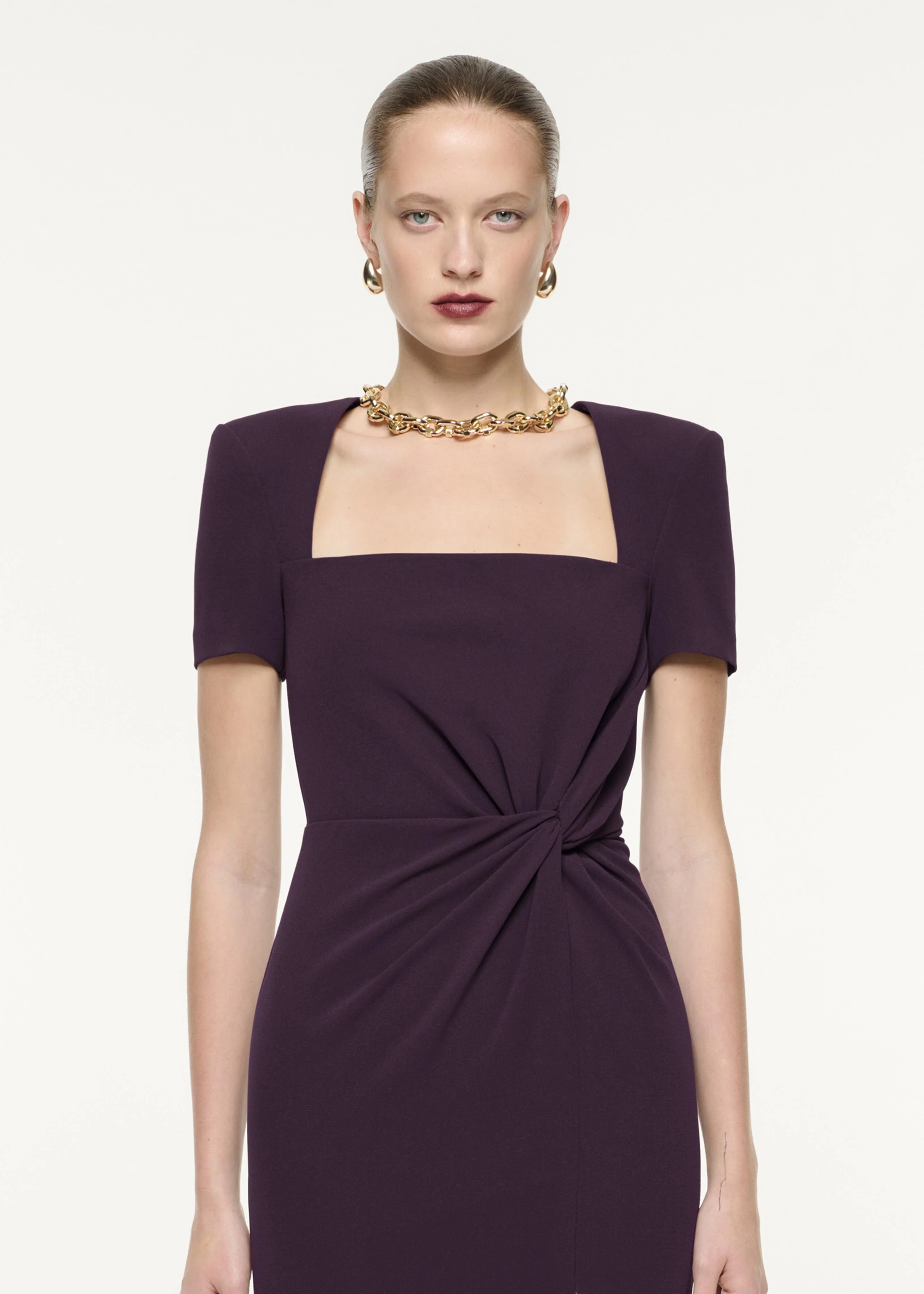 Short Sleeve Heavy Cady Midi Dress - Image 4
