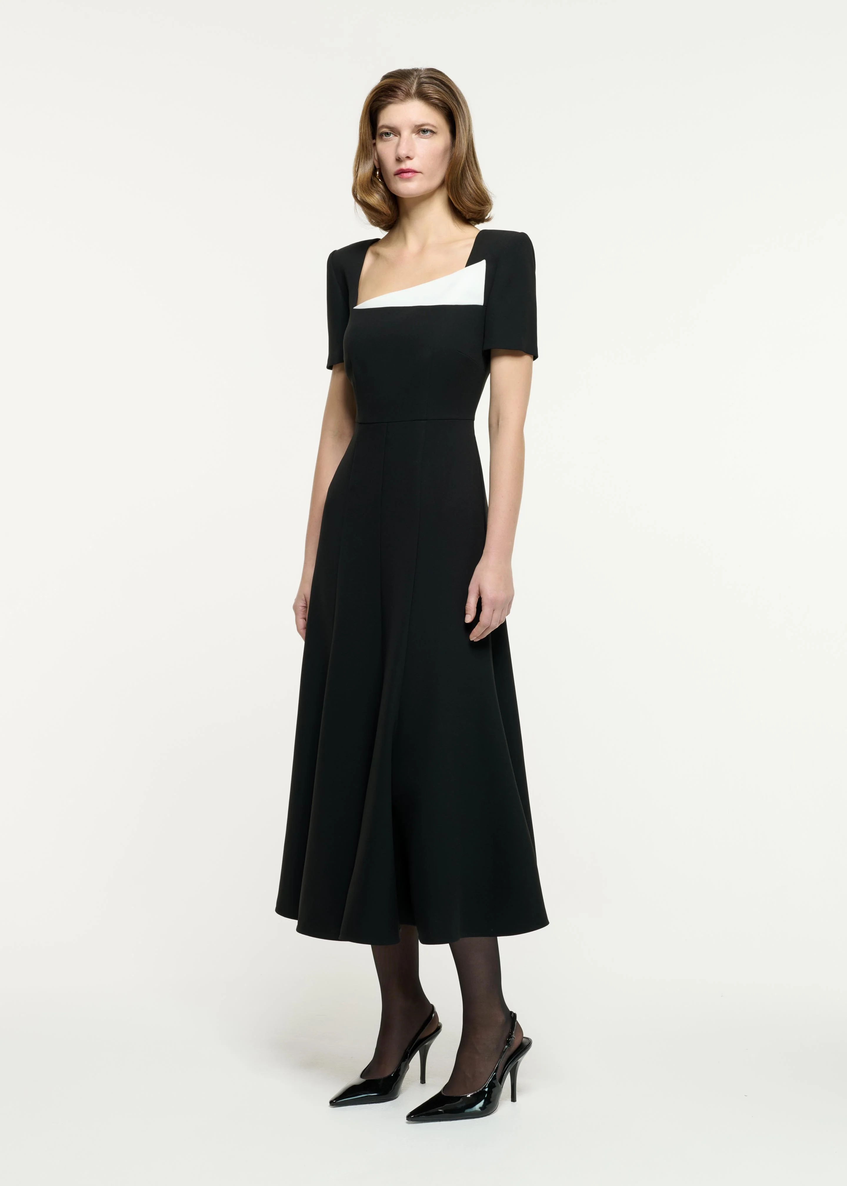 Contrast Fluted Midi Dress - Image 2