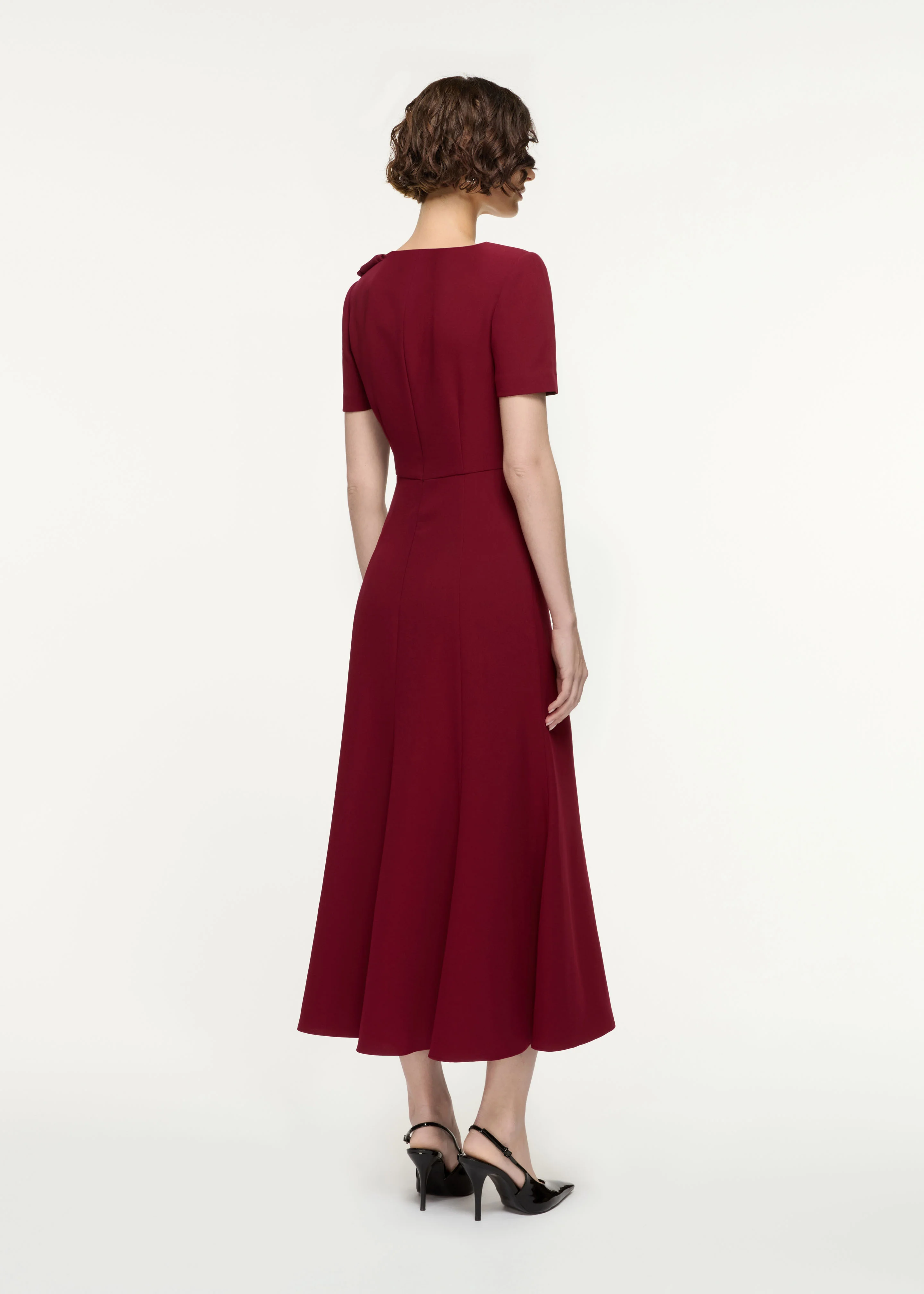 Short Sleeve Heavy Cady Midi Dress - Image 3