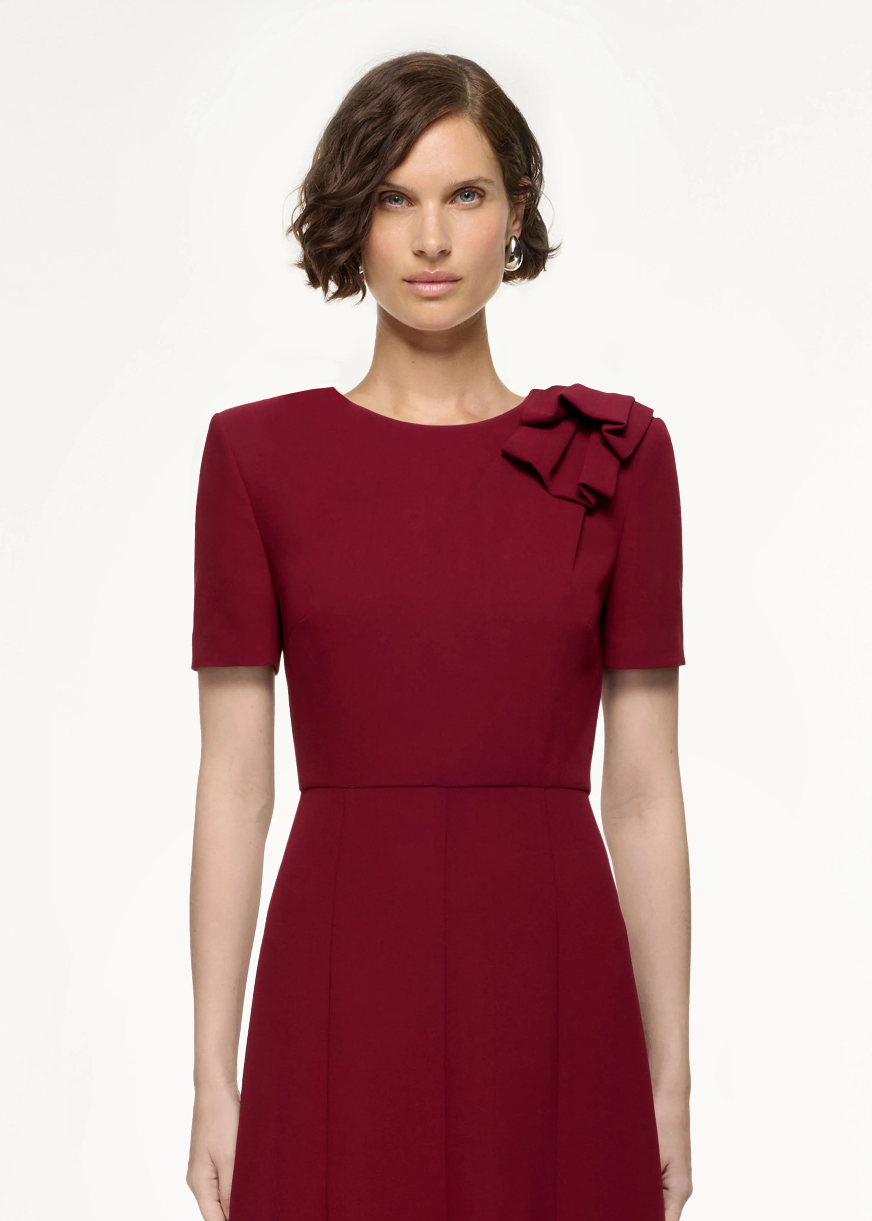 Short Sleeve Heavy Cady Midi Dress - Image 4